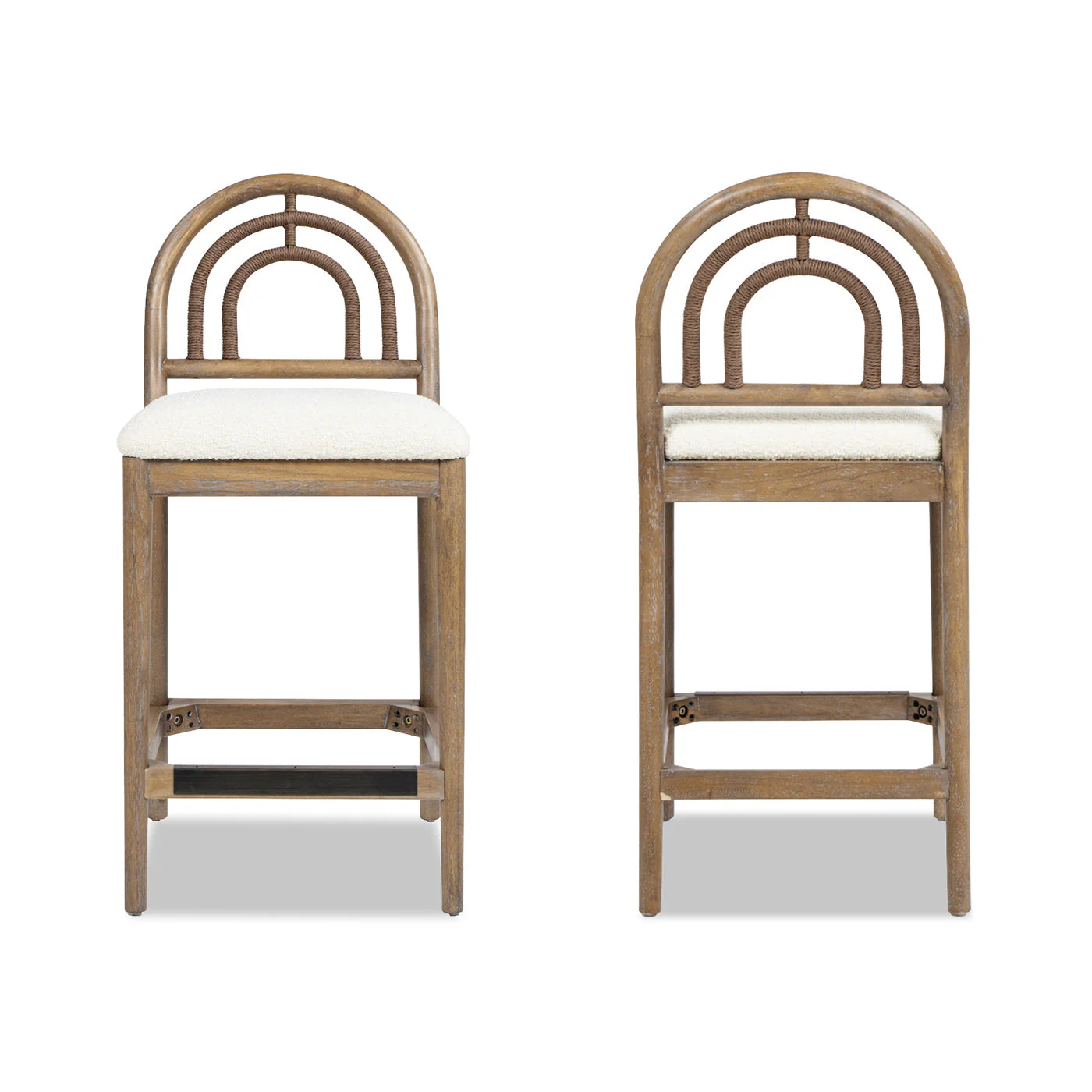 27" Upholstered Counter Stool Set of 2 with Arched Wood Back - Image 5