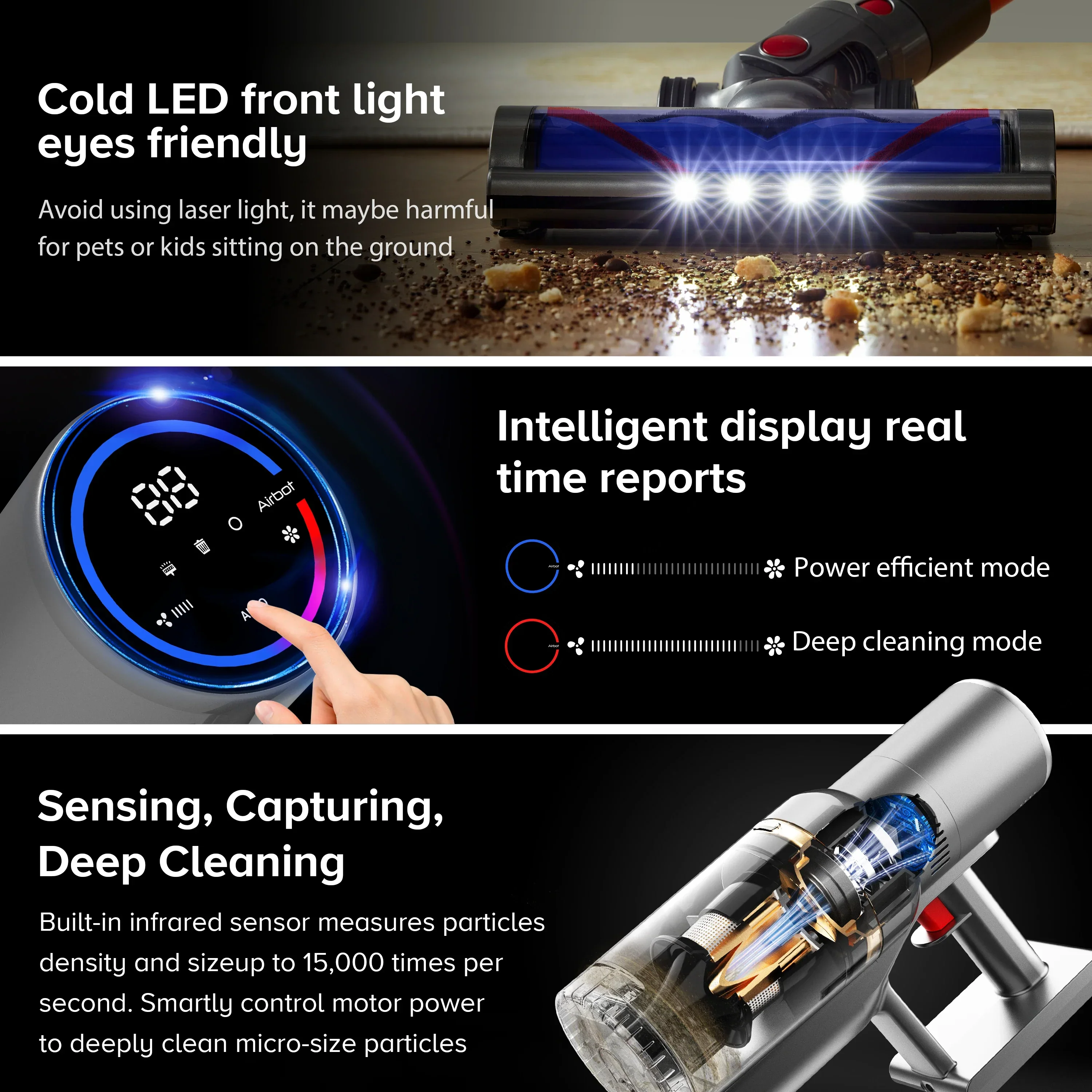 27000Pa Cordless Handheld Vacuum Cleaner Smart Sensor Auto Speed for Home - Image 3