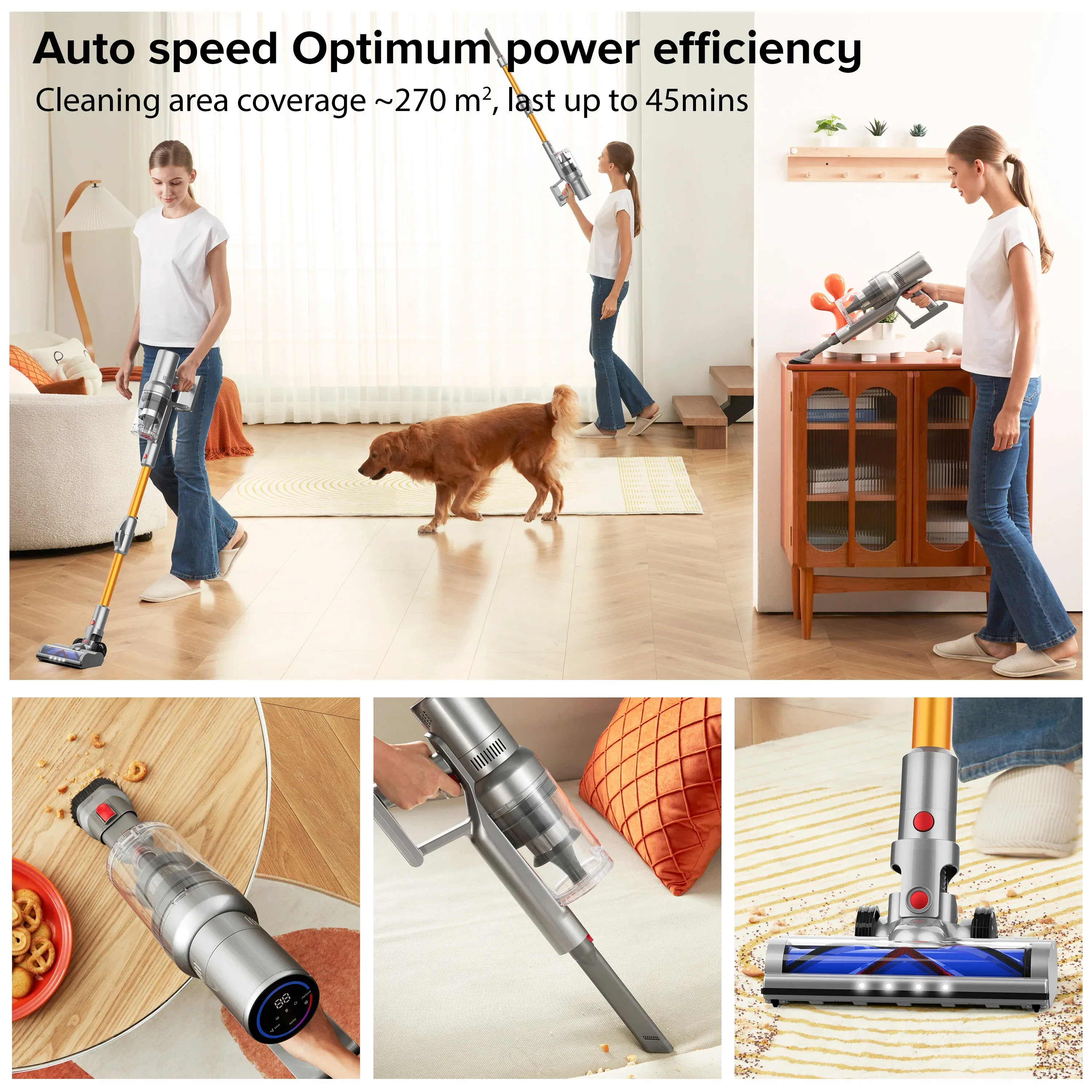 27000Pa Cordless Handheld Vacuum Cleaner Smart Sensor Auto Speed for Home - Image 5