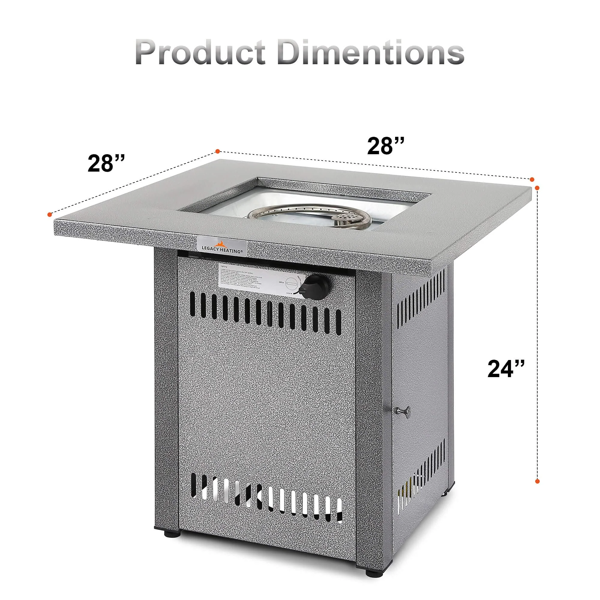 28" 50000 BTU Silver Outdoor Propane Gas Fire Pit Table - Image 5