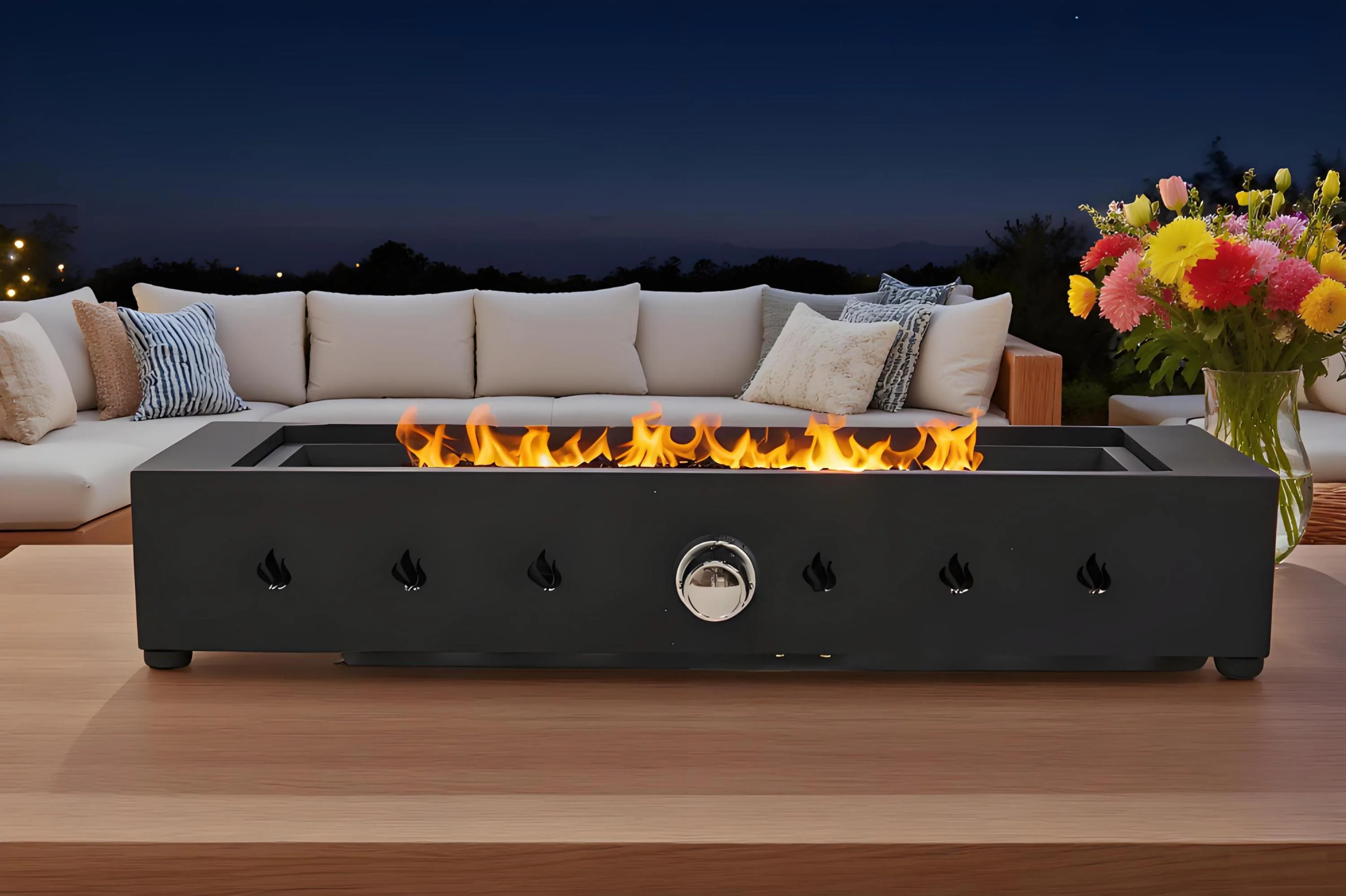 28-Inch Rectangle Fire Pit with 40000 BTU Propane Heating - Image 2