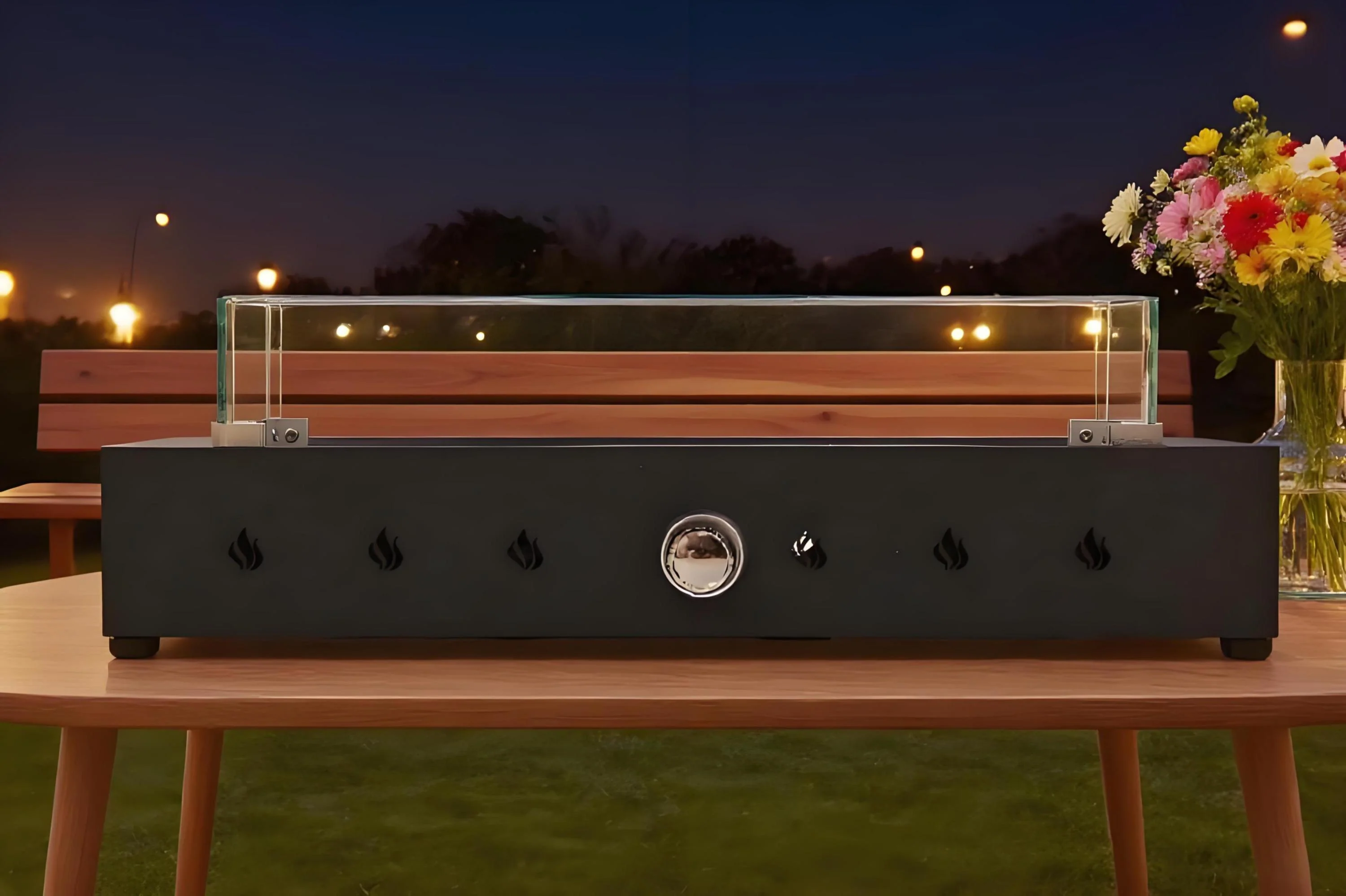 28-Inch Rectangle Fire Pit with 40000 BTU Propane Heating - Image 4