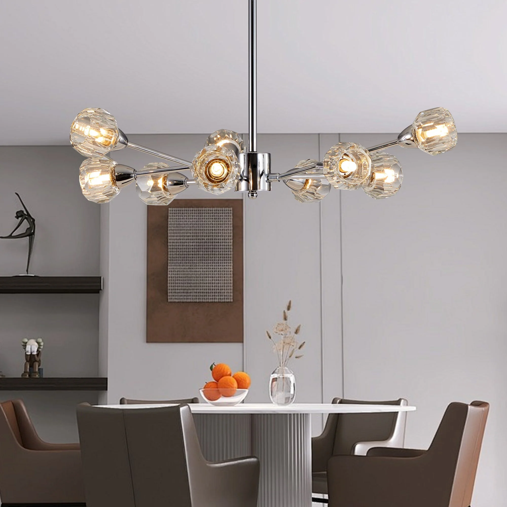 28" Modern Crystal Chandelier With 9 Lights - Image 2