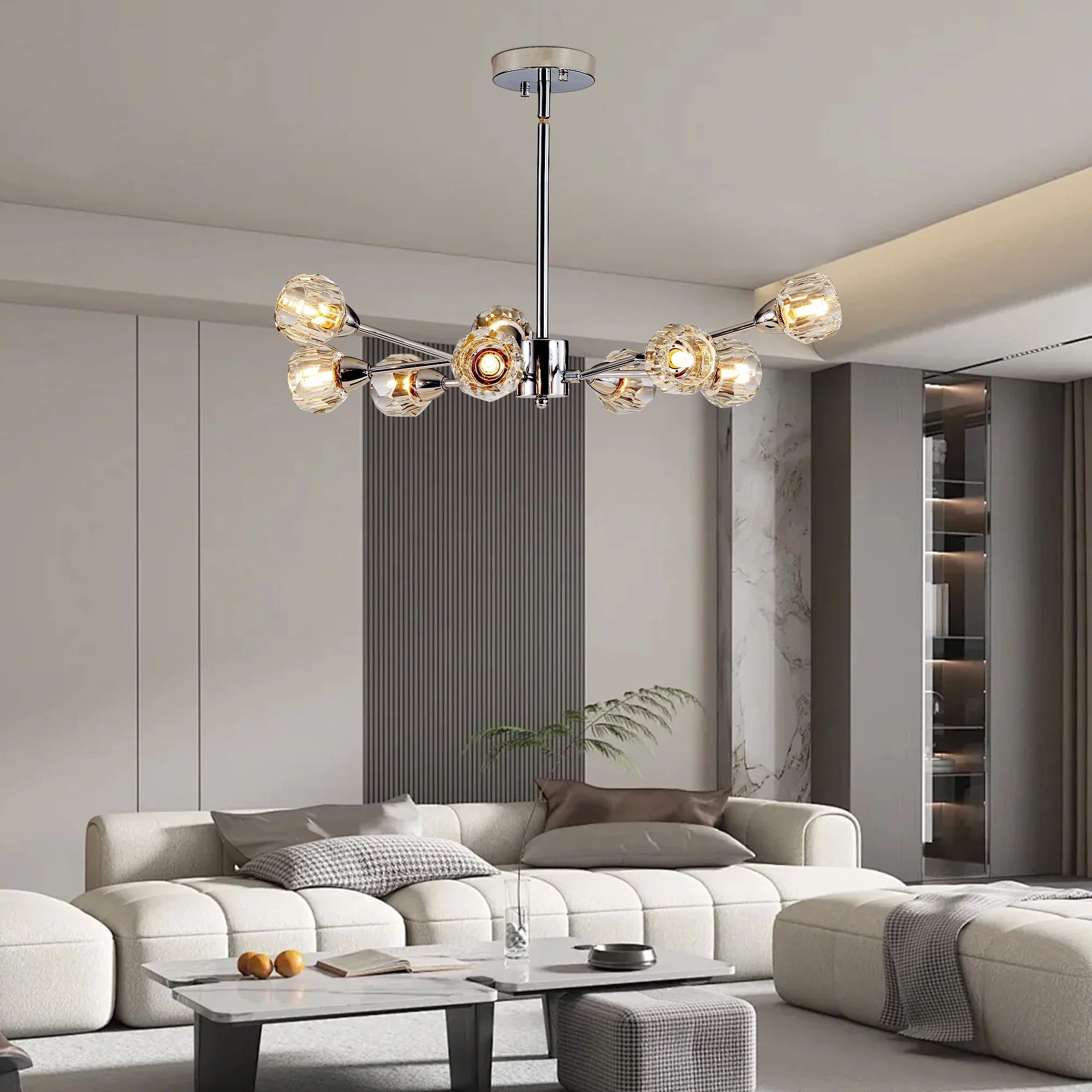 28" Modern Crystal Chandelier With 9 Lights - Image 3