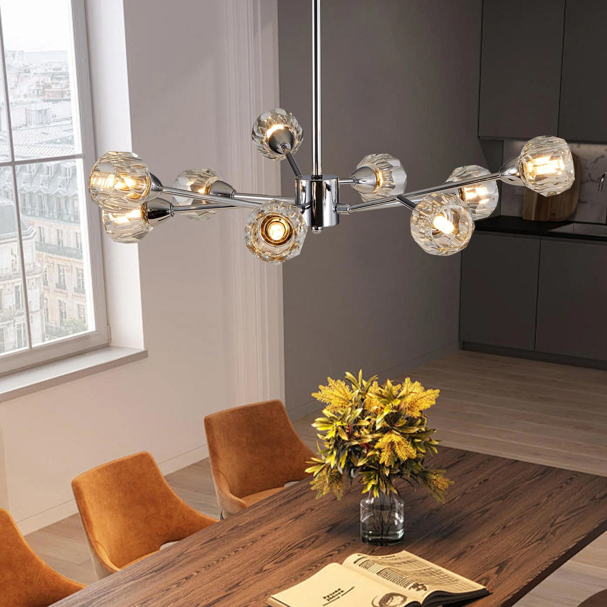 28" Modern Crystal Chandelier With 9 Lights - Image 4