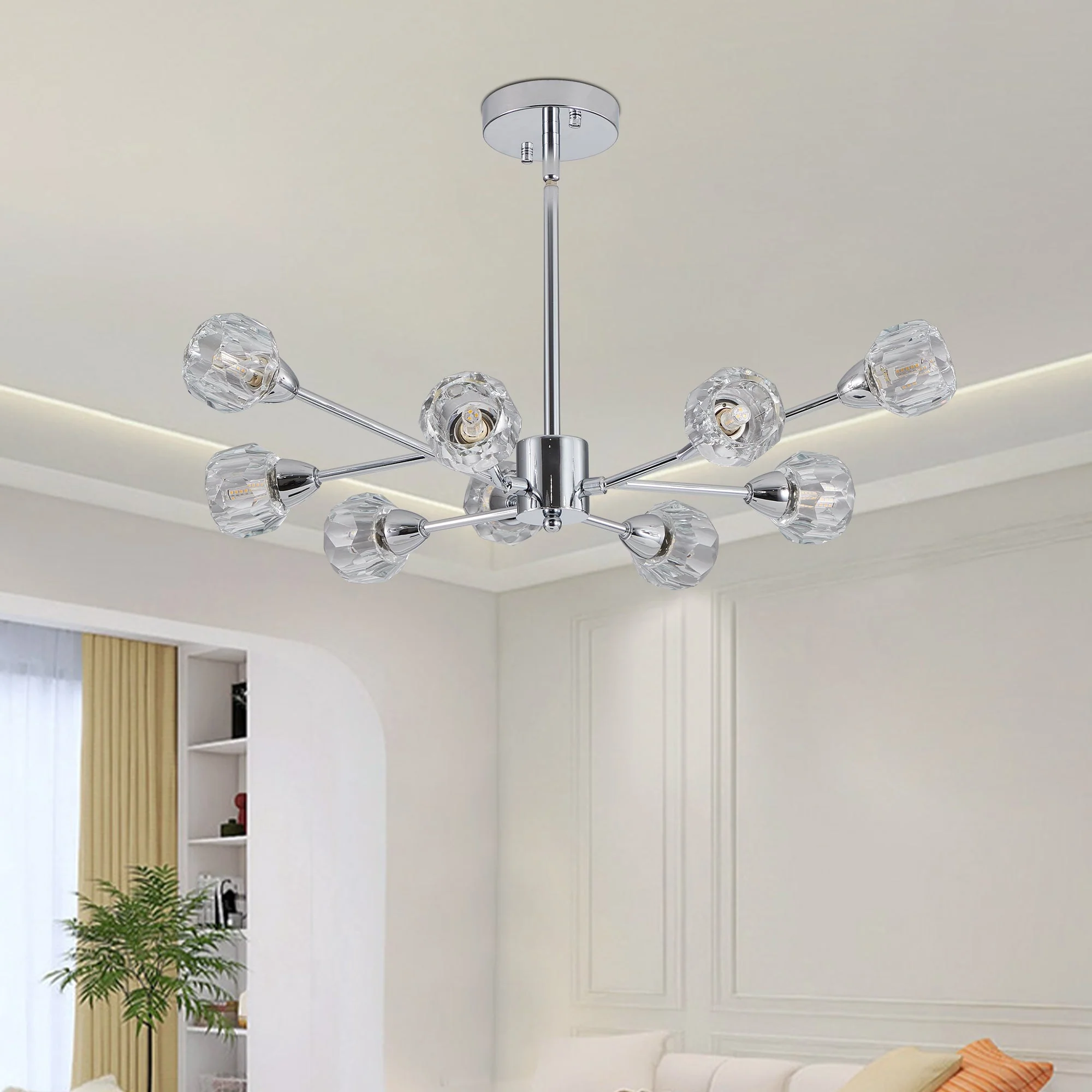 28" Modern Crystal Chandelier With 9 Lights - Image 5