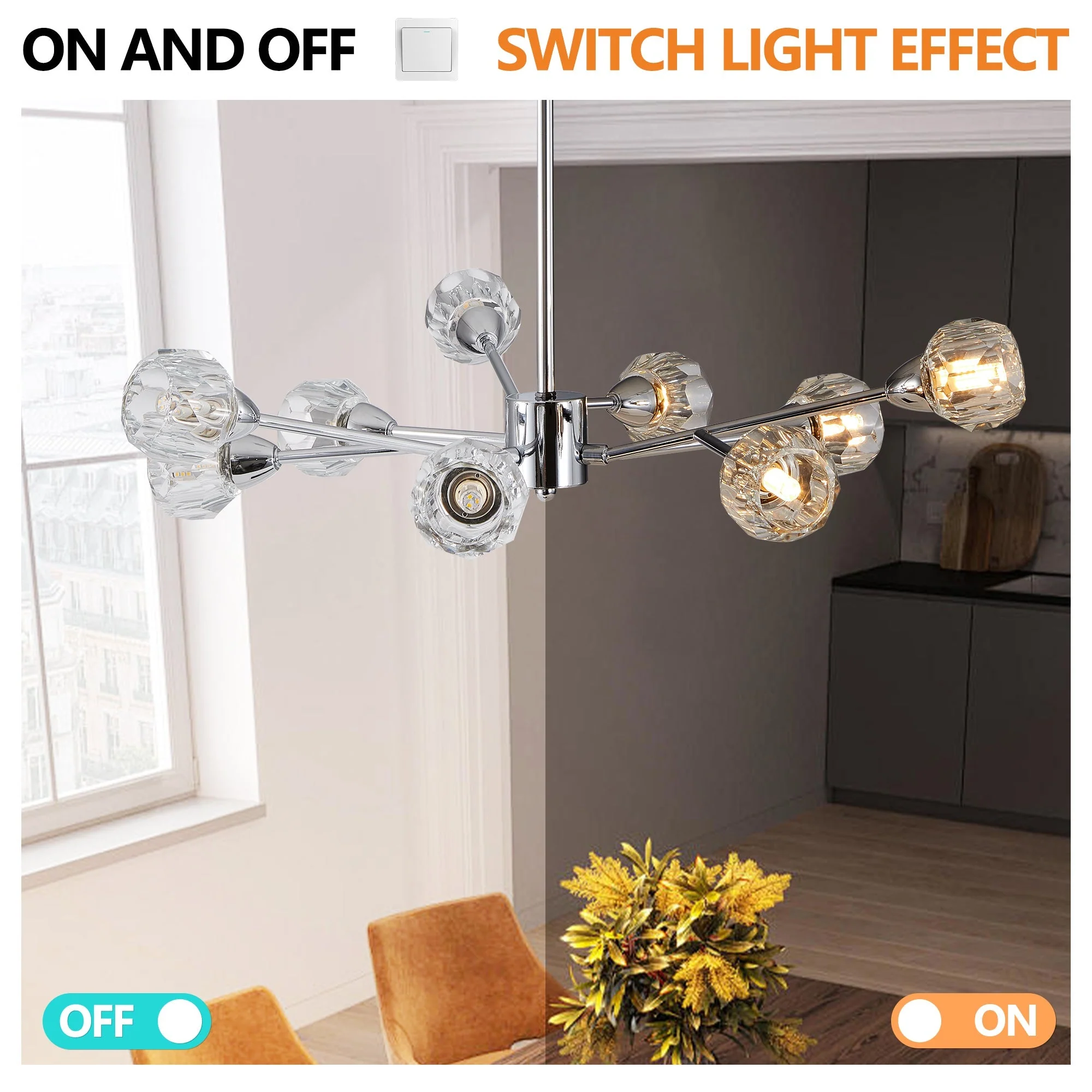 28" Modern Crystal Chandelier With 9 Lights - Image 7