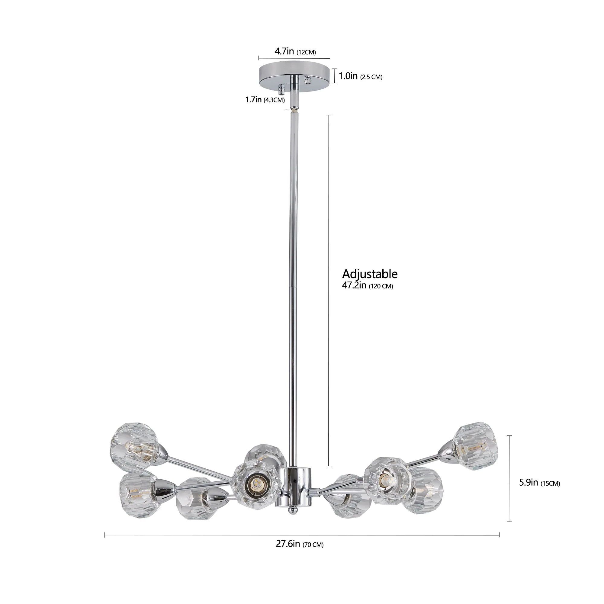 28" Modern Crystal Chandelier With 9 Lights - Image 9