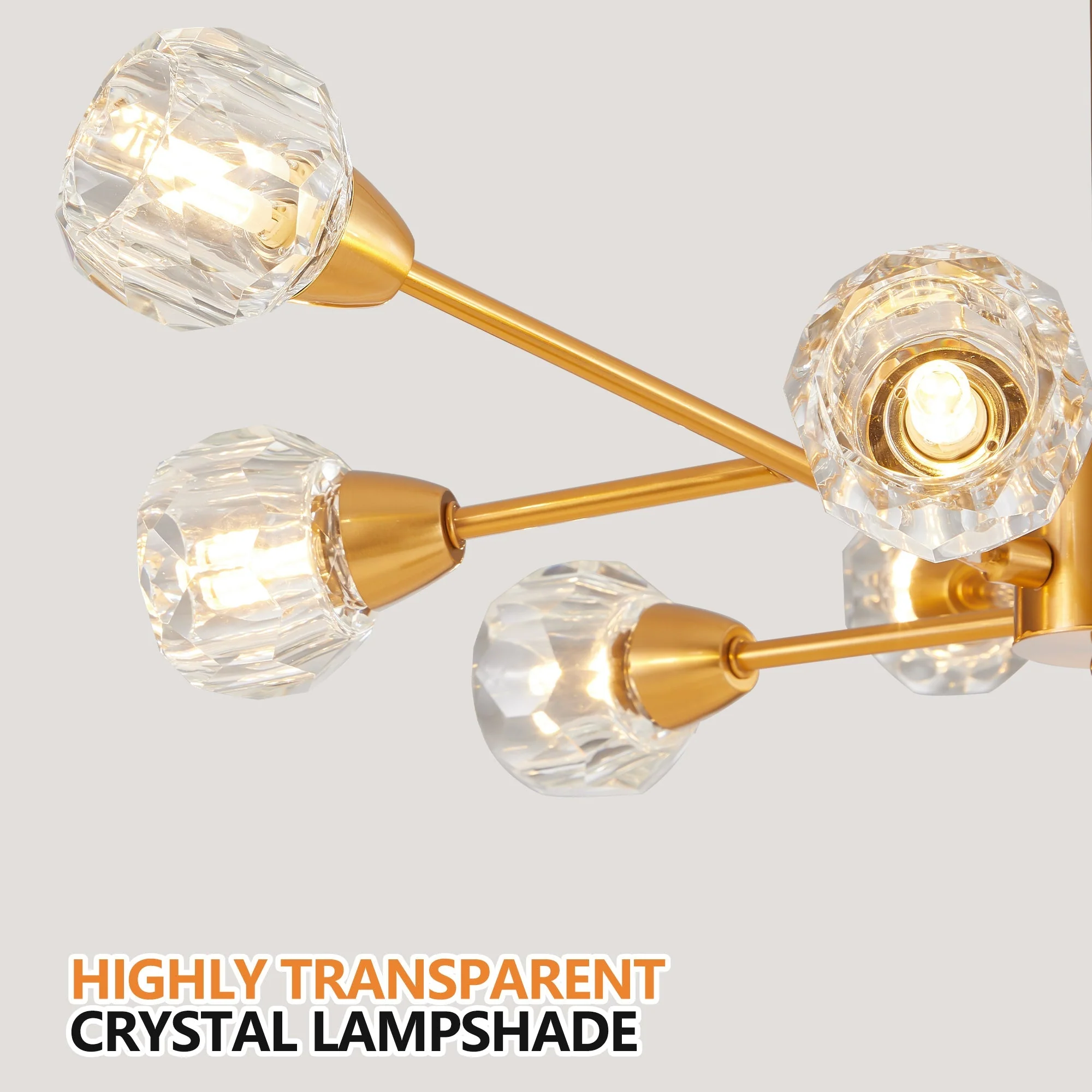 28" Modern Crystal Chandelier with 9 Lights in Golden Finish - Image 7