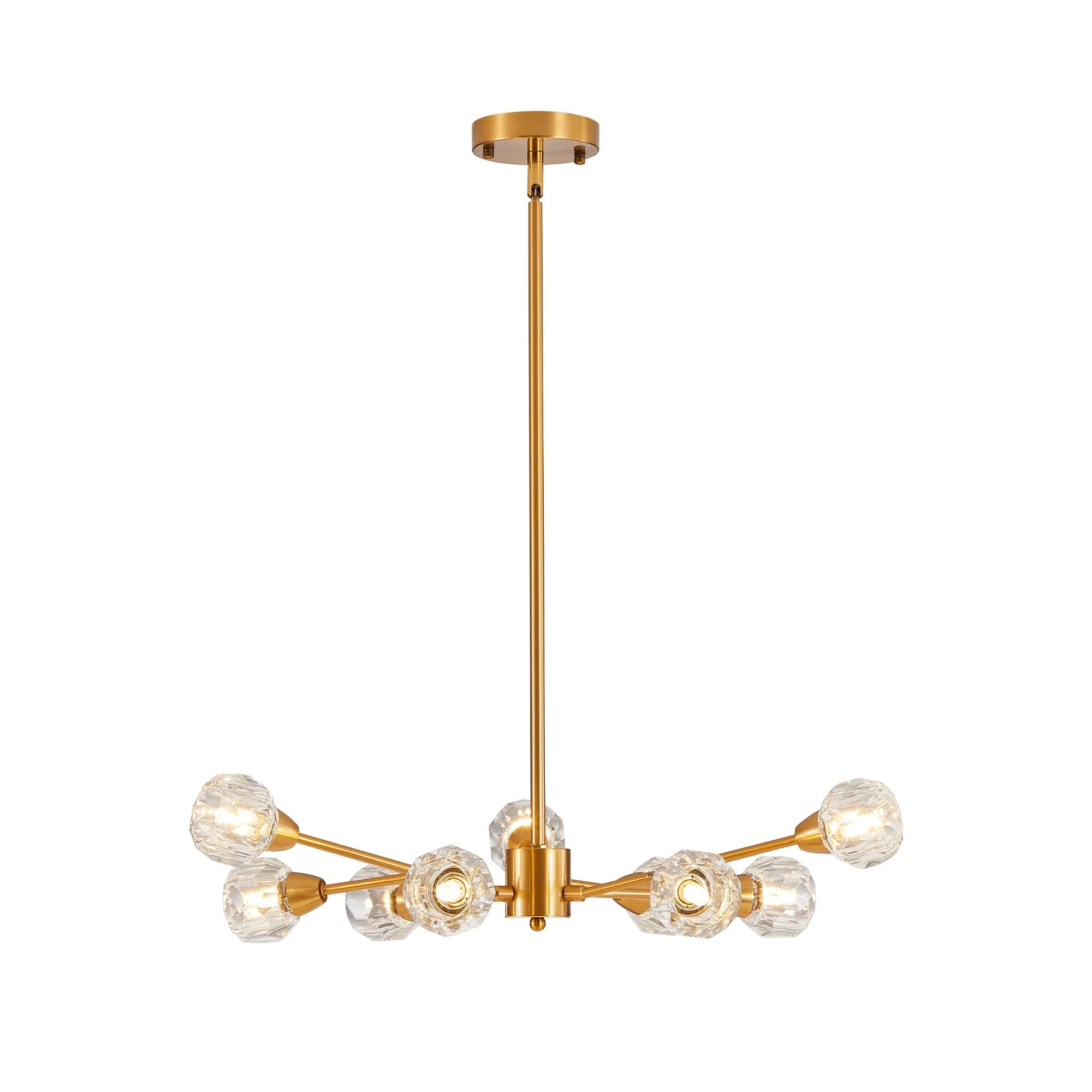 28" Modern Crystal Chandelier with 9 Lights in Golden Finish - Image 9