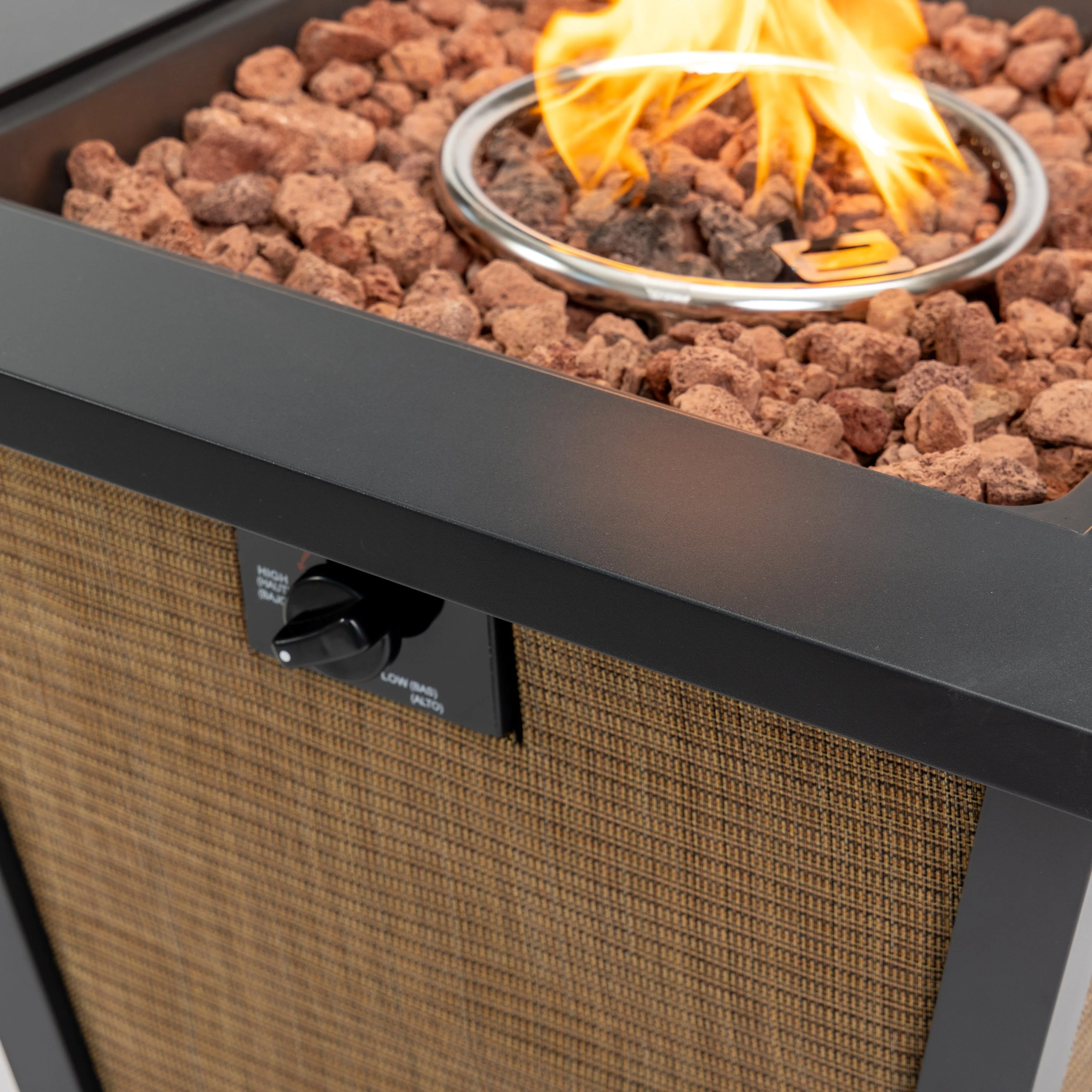 28" Propane Gas Fire Pit Table - 50000 BTU Square Steel Fire Pit - Image 2