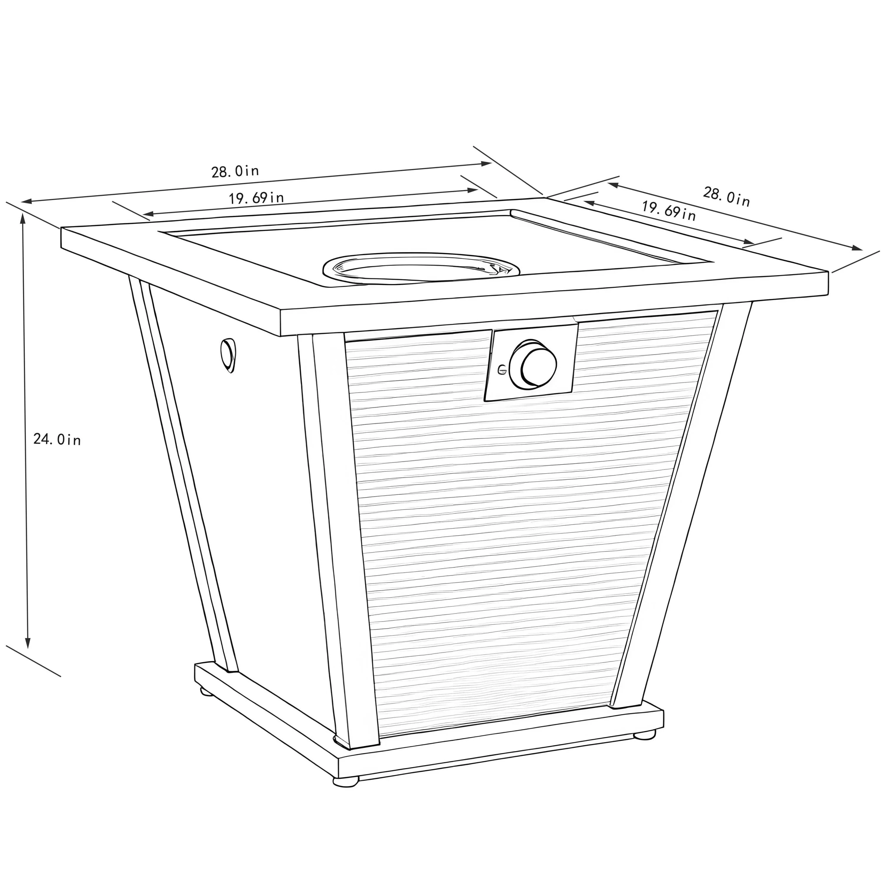 28" Propane Gas Fire Pit Table - 50000 BTU Square Steel Fire Pit - Image 8