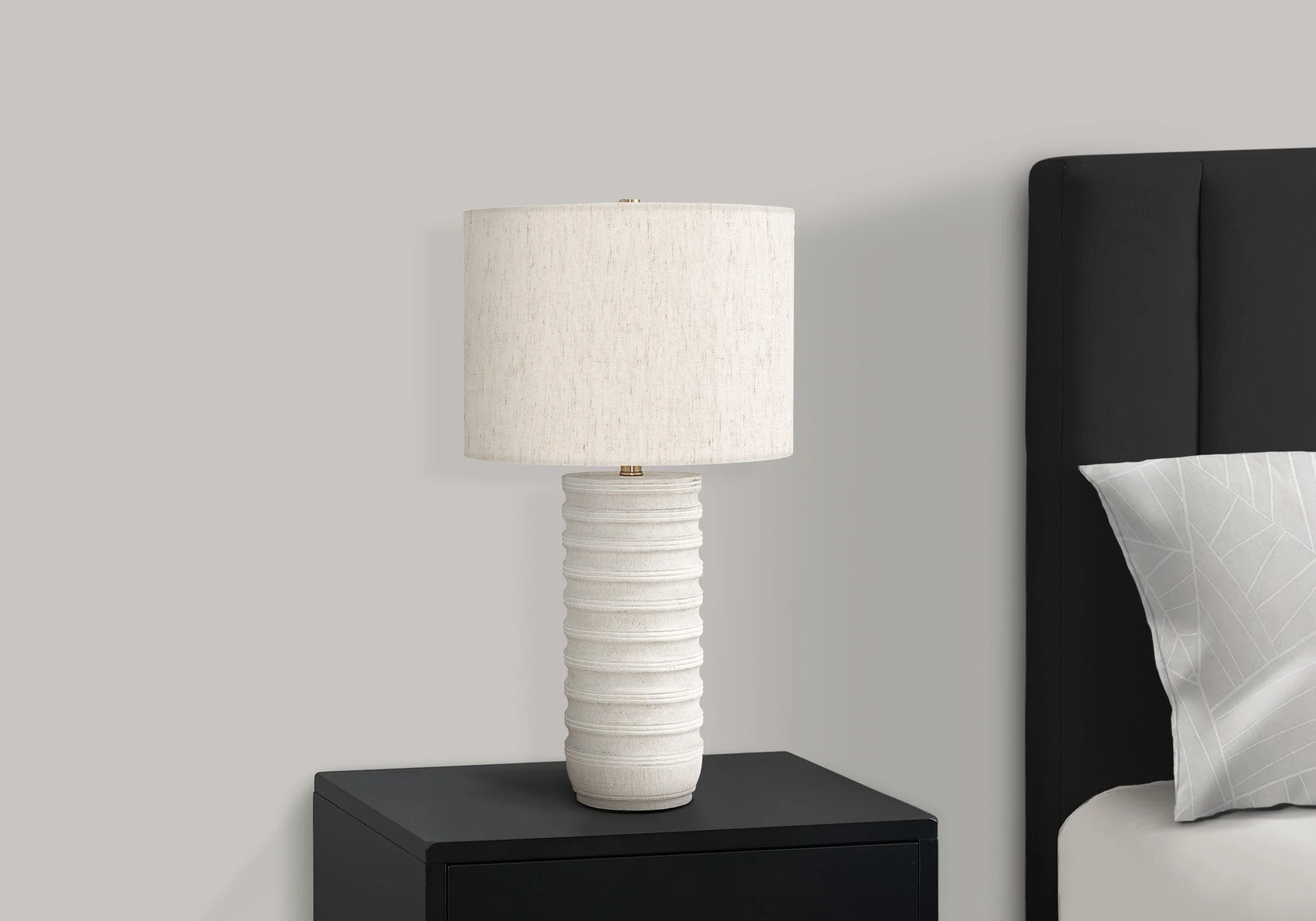 28"h Cream Resin Table Lamp with Ivory Linen Shade - Image 5