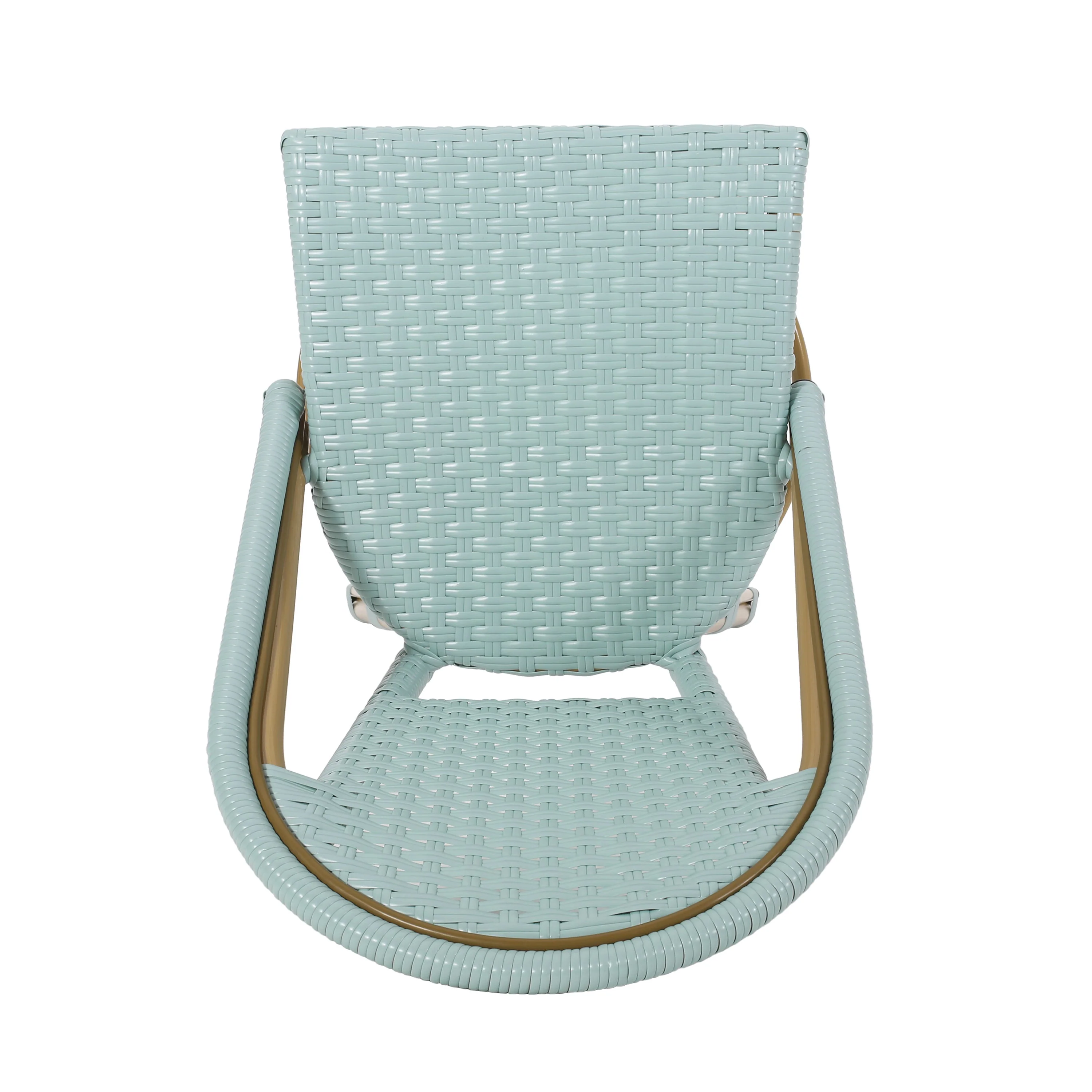 29.5' Outdoor PE Rattan and Aluminum French Barstools, Set of 2 - Image 11