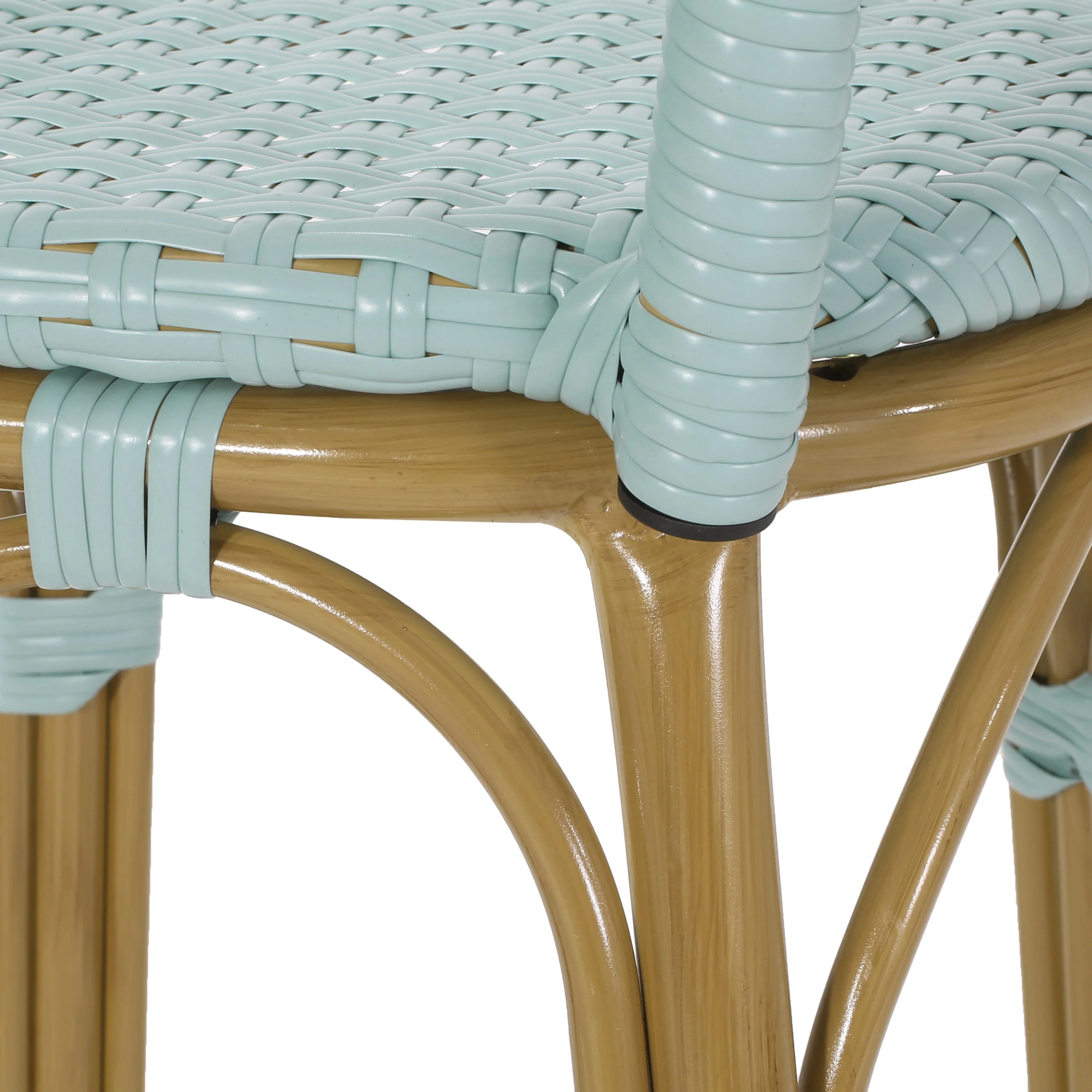 29.5' Outdoor PE Rattan and Aluminum French Barstools, Set of 2 - Image 12