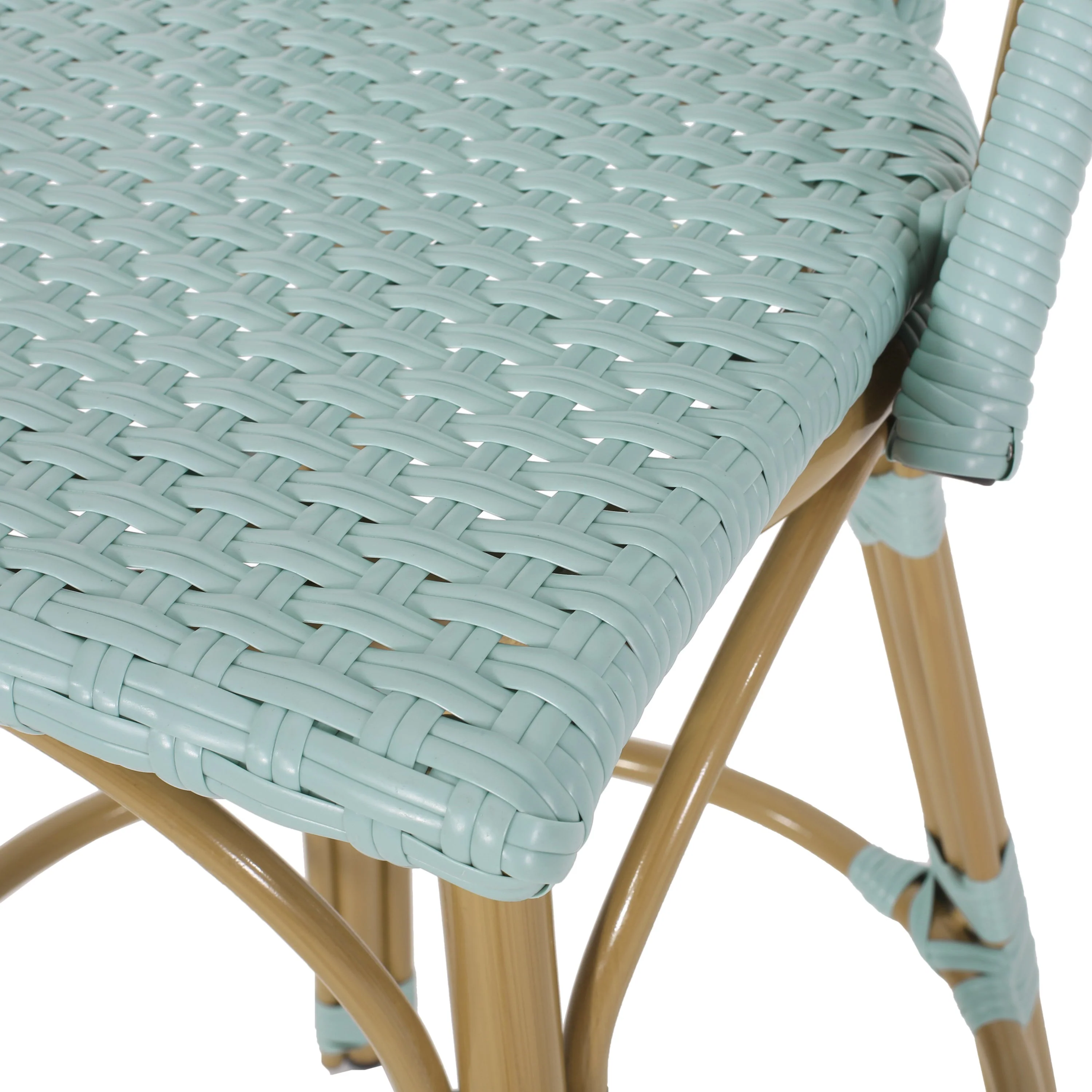 29.5' Outdoor PE Rattan and Aluminum French Barstools, Set of 2 - Image 14