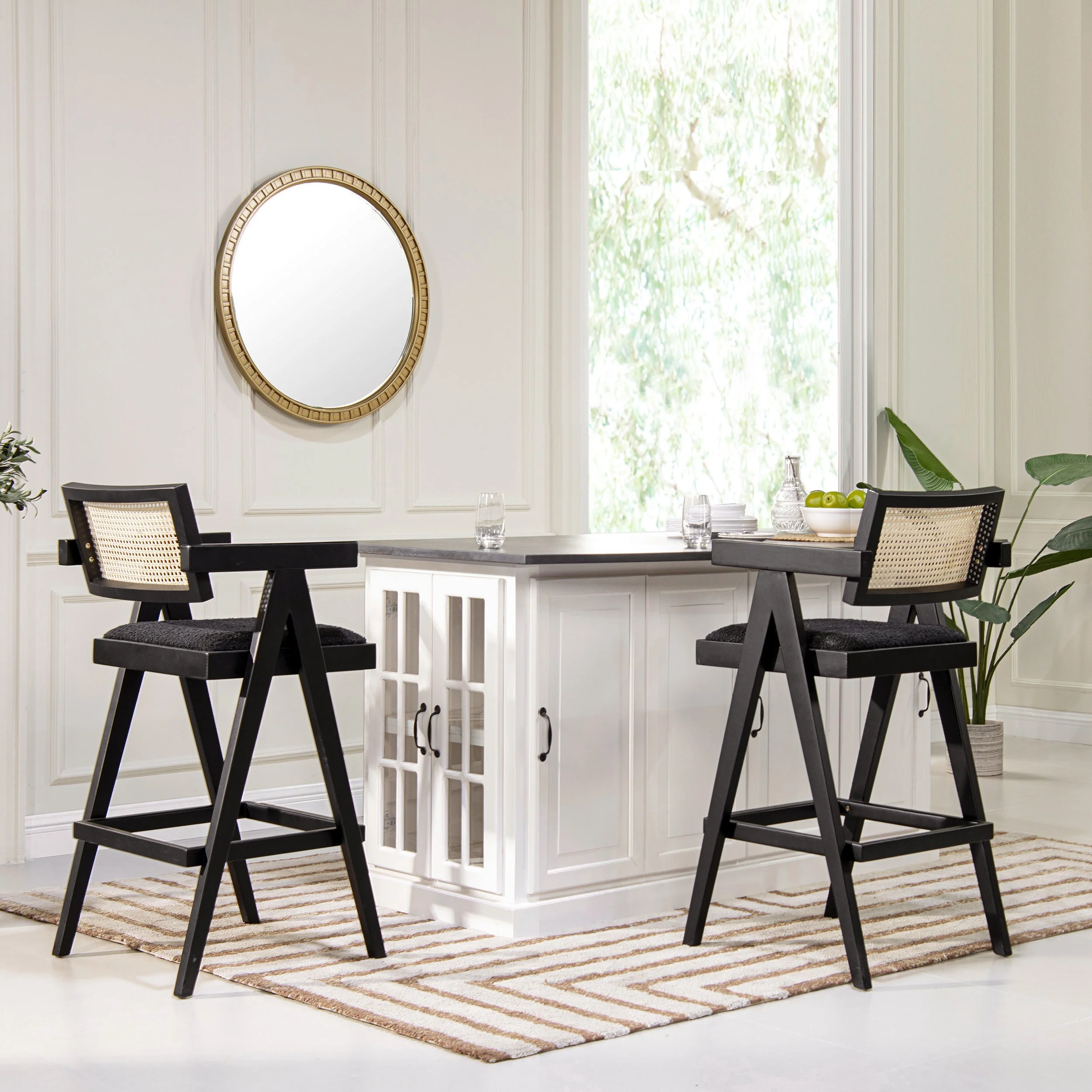 29.5' The Bergenholt Woven Resin Bar Stool Trio Set of 3 - Image 3