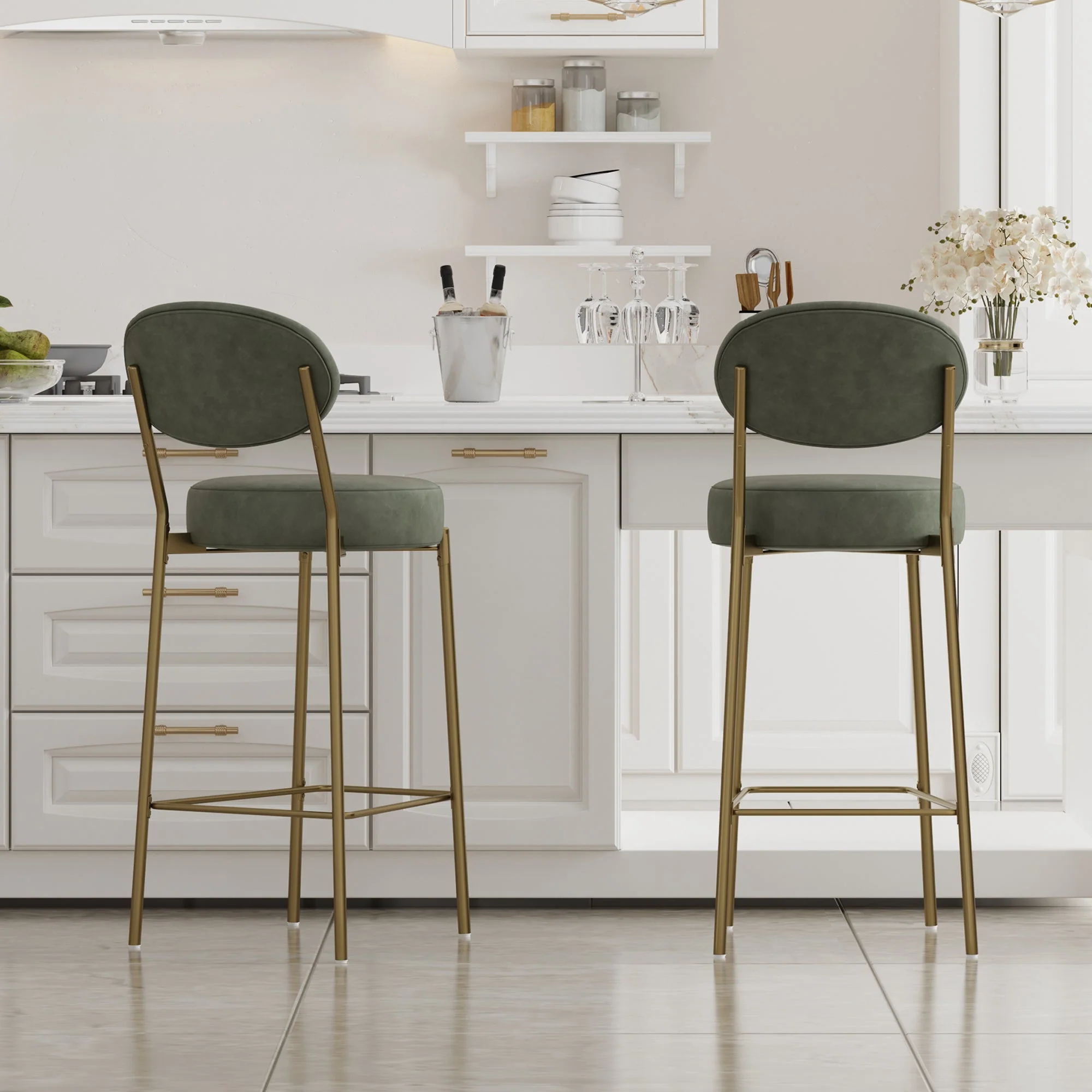 29'' H Seat Height Upholstered Bar Stools Set of 2 - Image 4