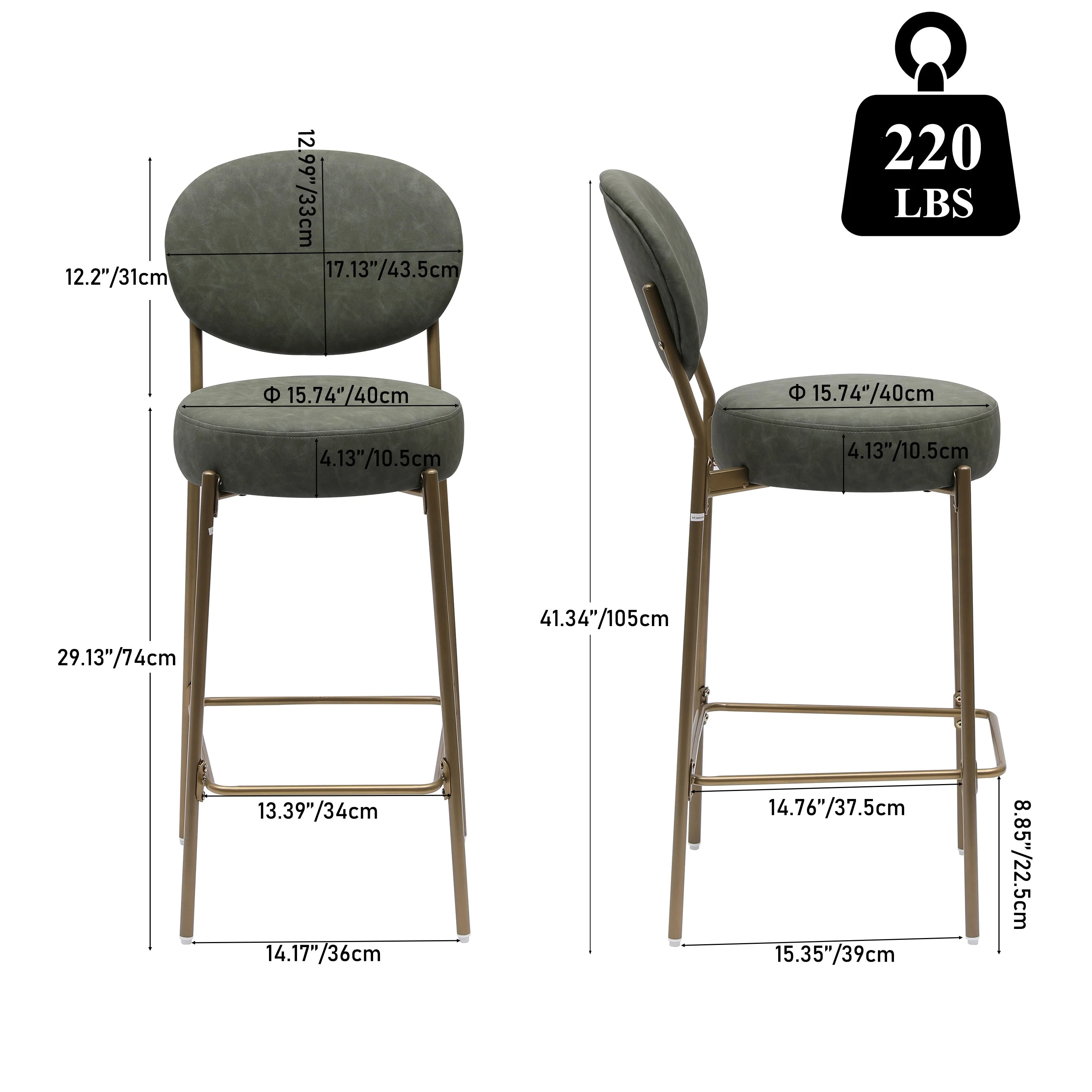 29'' H Seat Height Upholstered Bar Stools Set of 2 - Image 5
