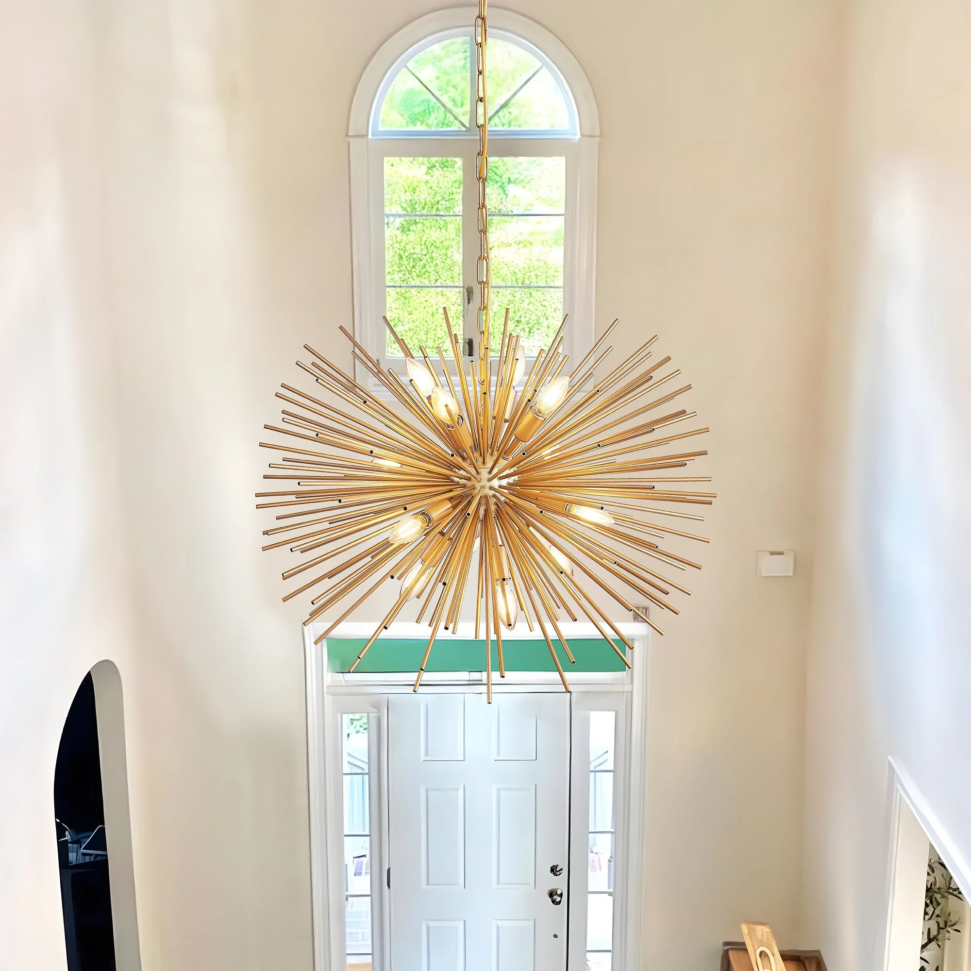 29" Mid-Century Modern 12-Light Starburst Chandelier - Image 5