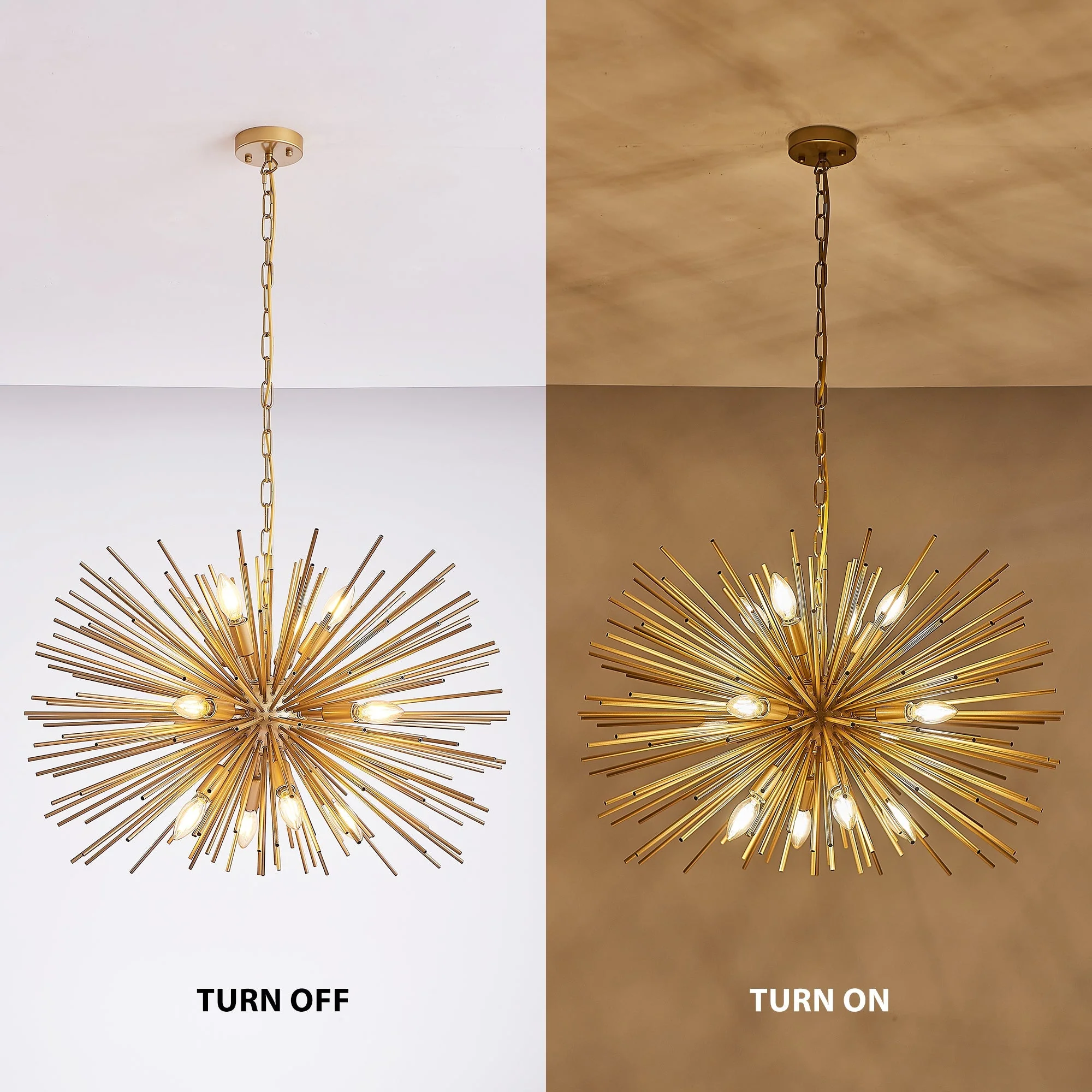 29" Mid-Century Modern 12-Light Starburst Chandelier - Image 7