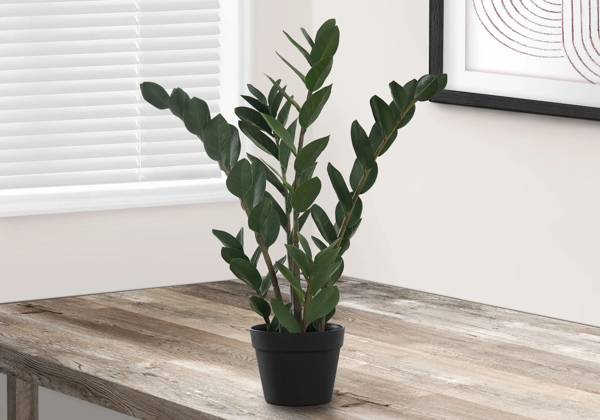 29" Tall, Artificial Plant, Zz Tree, Indoor, Faux, Fake, Floor, Greenery, Potted, Real Touch, Decorative - Green / Black - Image 4