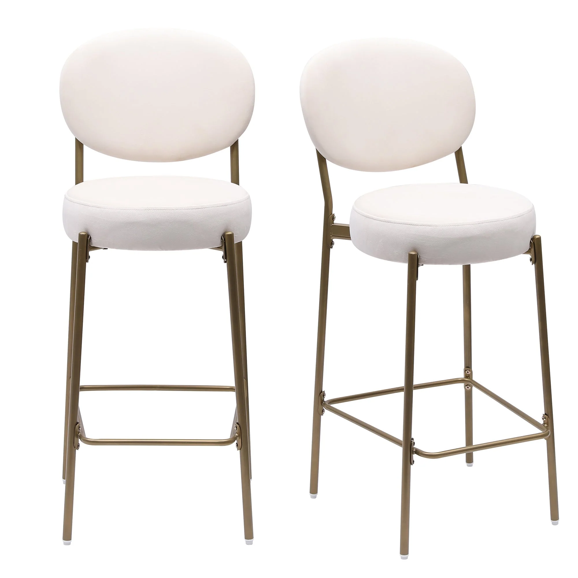 29'' Upholstered Velvet Bar Stools with Backrest & Footrest Set of 2 - Image 6