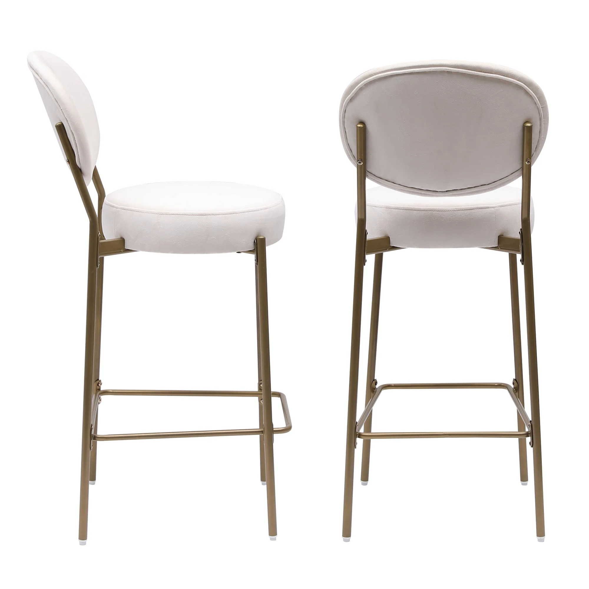 29'' Upholstered Velvet Bar Stools with Backrest & Footrest Set of 2 - Image 7
