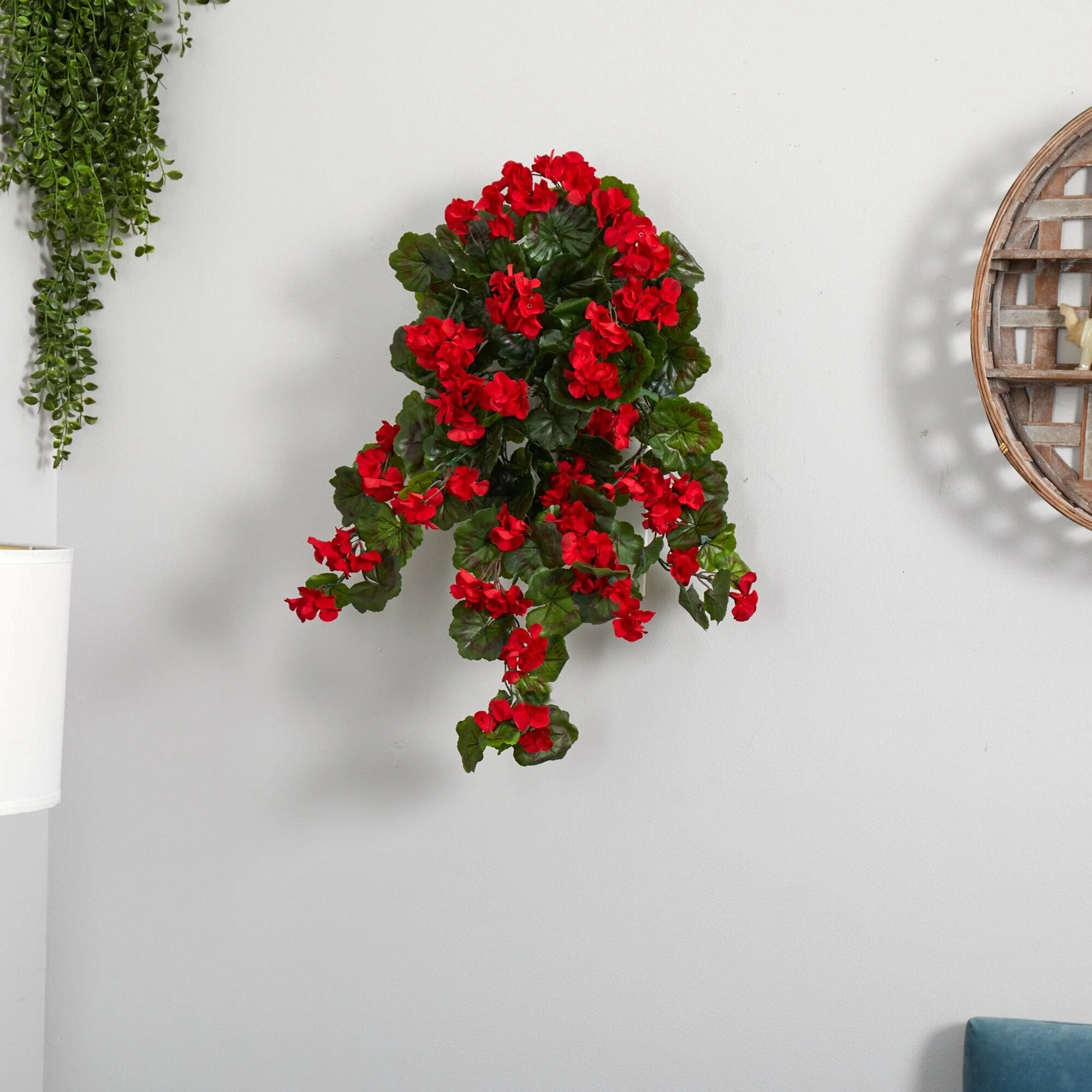 29” UV Resistant Geranium Artificial Hanging Plant (Indoor/Outdoor) - Set of 2 - Image 3