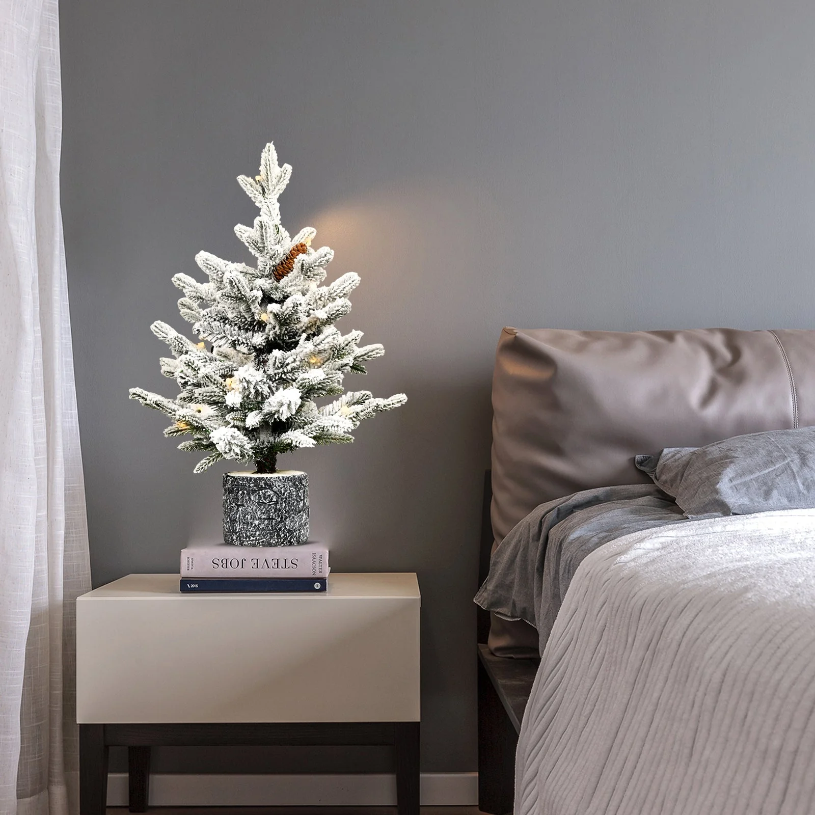 2FT Flocked Christmas Tree with Pot Base