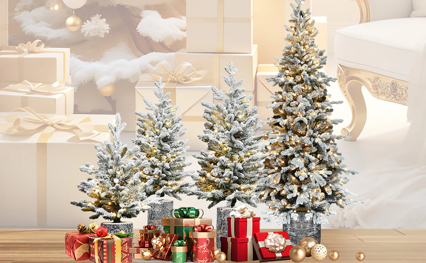 2FT Flocked Christmas Tree with Pot Base - Image 15