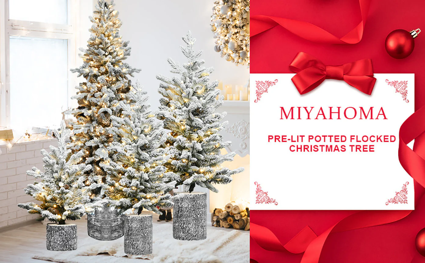 2FT Flocked Christmas Tree with Pot Base - Image 17