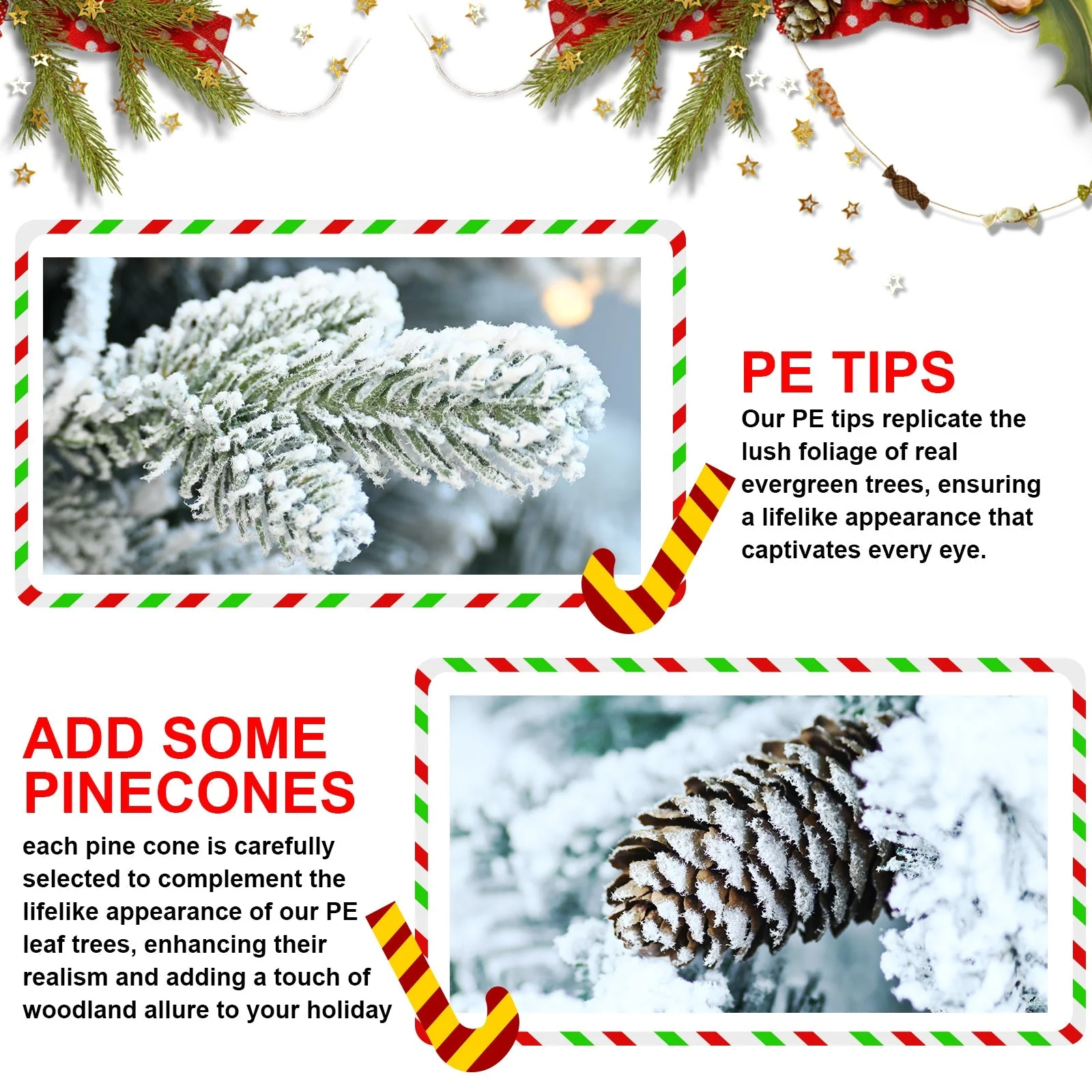 2FT Flocked Christmas Tree with Pot Base - Image 2