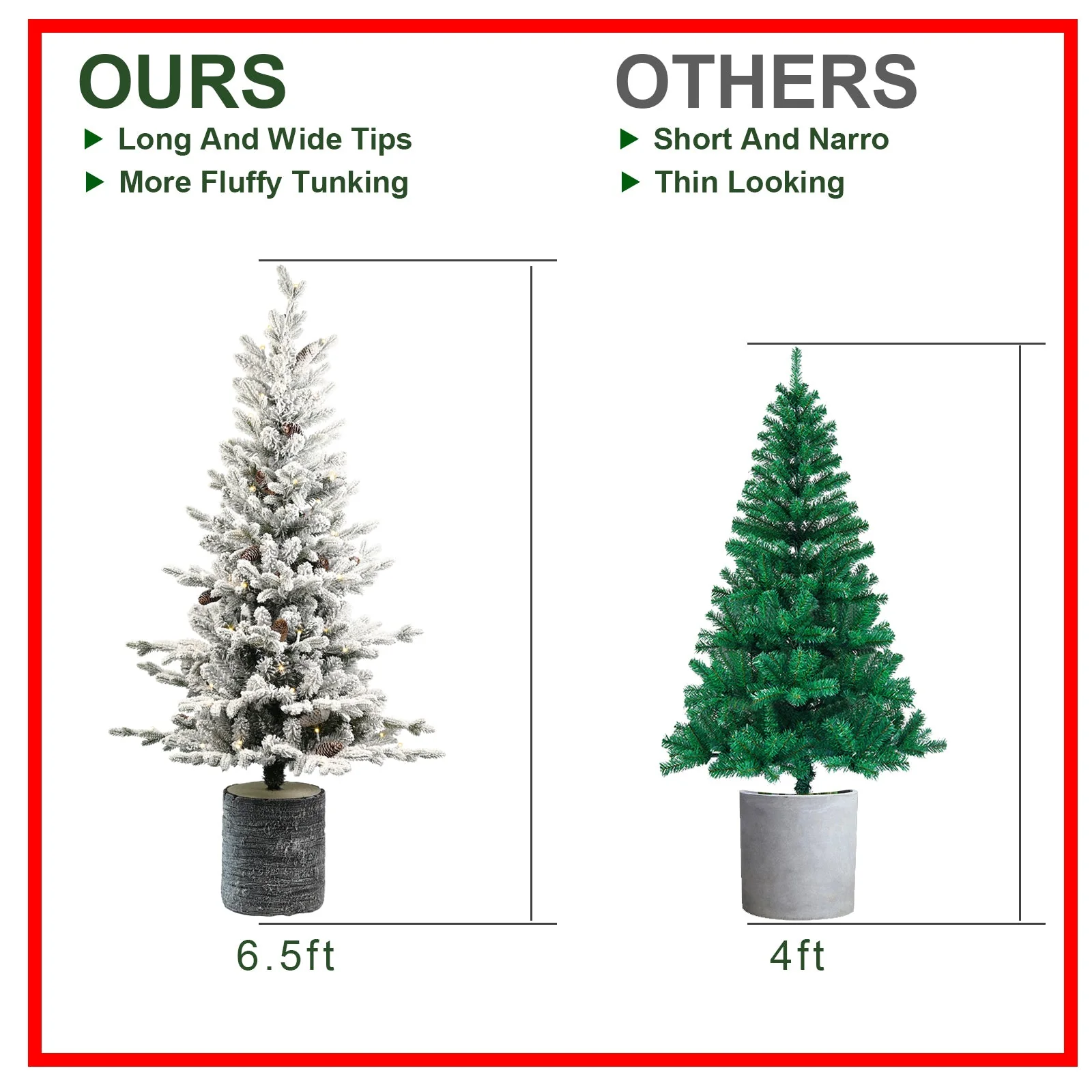 2FT Flocked Christmas Tree with Pot Base - Image 8