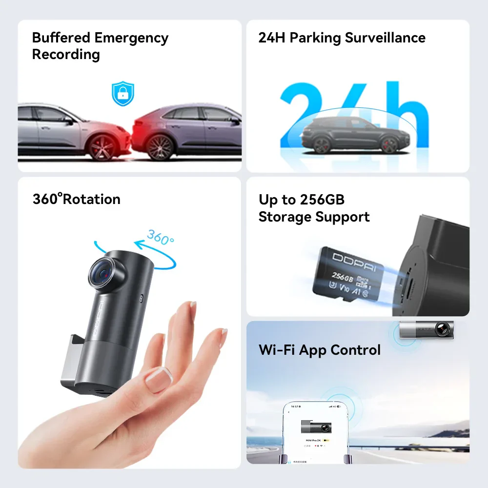 2K Dash Cam WiFi Night Vision 24H Parking Monitor Voice Control Car DVR - Image 3