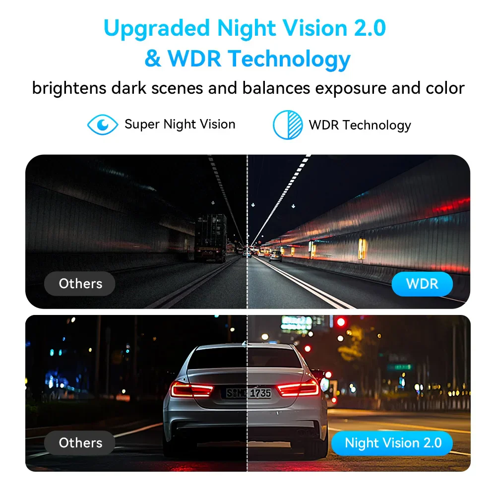 2K Dash Cam WiFi Night Vision 24H Parking Monitor Voice Control Car DVR - Image 5