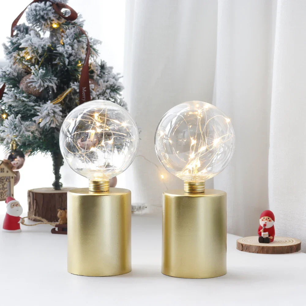 2Pcs Gold Table Lamp Battery Powered Cordless LED Light Bedroom Living Room Decor - Image 2