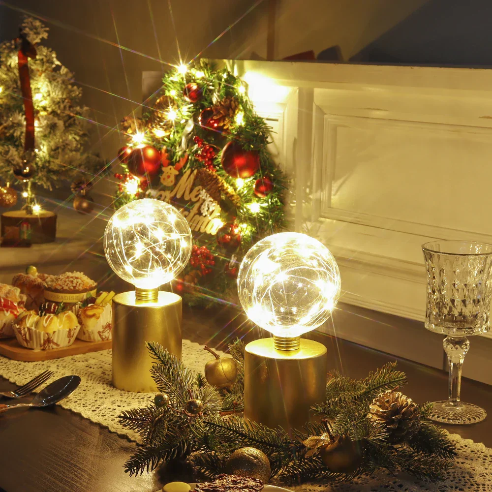 2Pcs Gold Table Lamp Battery Powered Cordless LED Light Bedroom Living Room Decor - Image 4