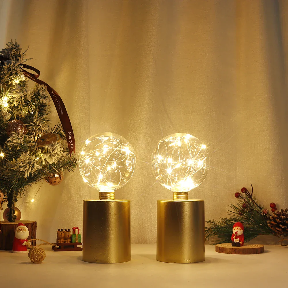 2Pcs Gold Table Lamp Battery Powered Cordless LED Light Bedroom Living Room Decor - Image 5