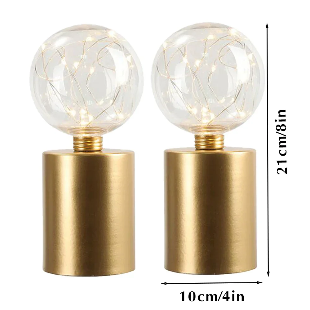 2Pcs Gold Table Lamp Battery Powered Cordless LED Light Bedroom Living Room Decor - Image 6