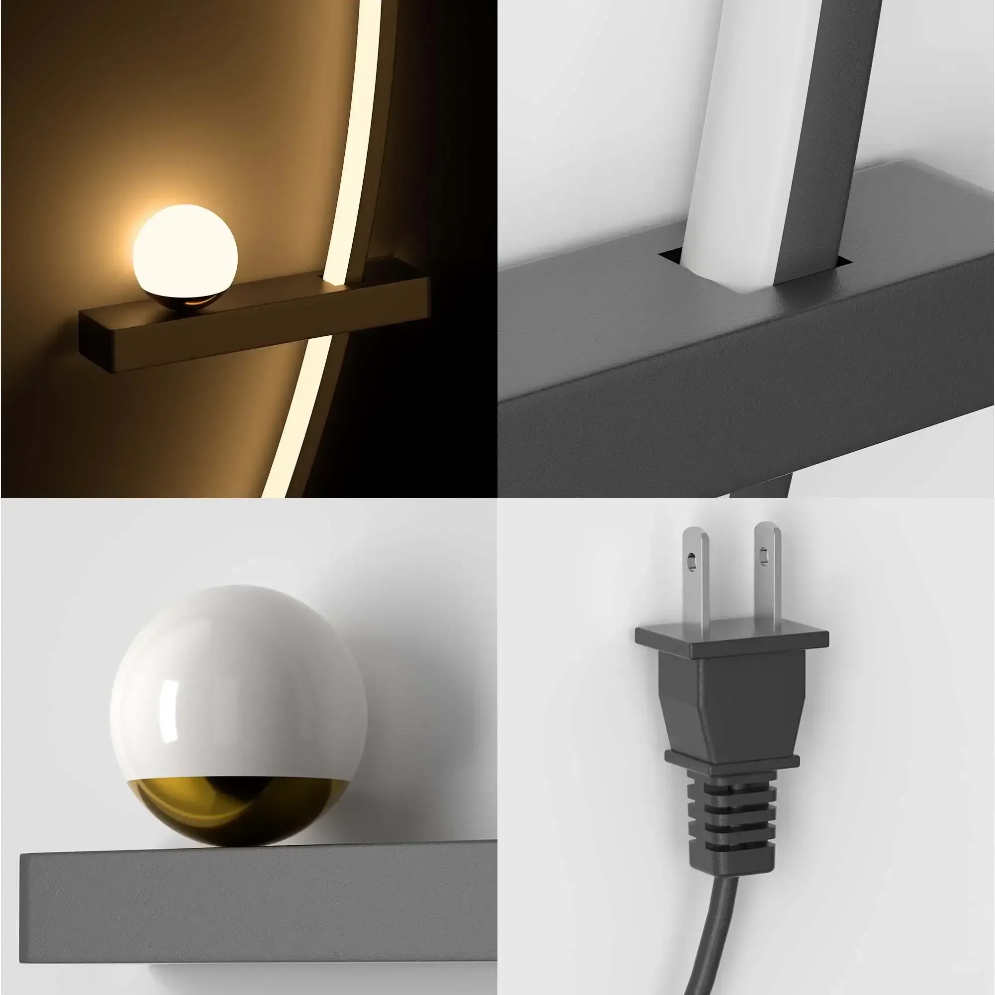 2pcs Modern Adjustable LED Wall Sconce 31.5" Arched Bedside Lamp 3000K Warm Glow - Image 3