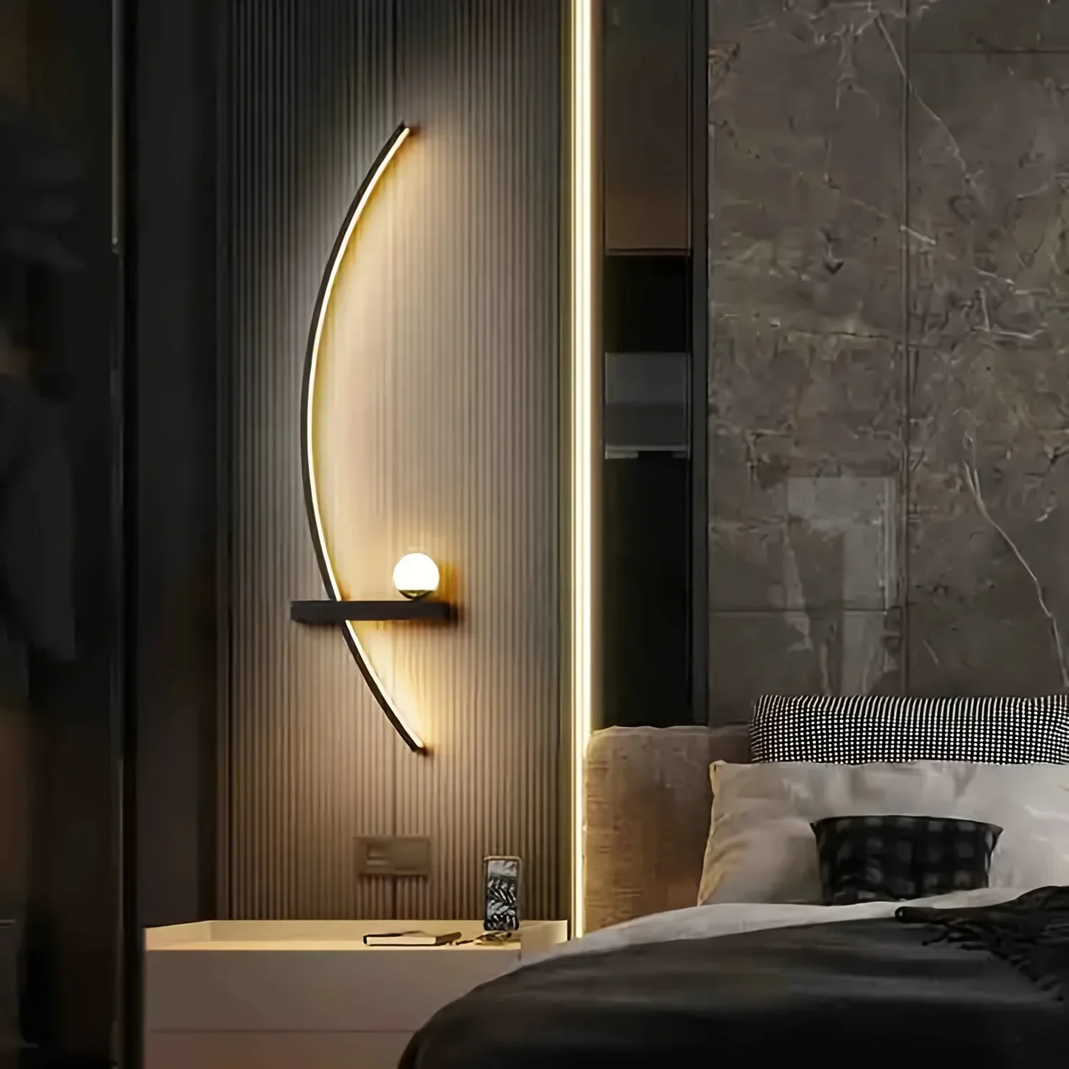 2pcs Modern Adjustable LED Wall Sconce 31.5" Arched Bedside Lamp 3000K Warm Glow - Image 5