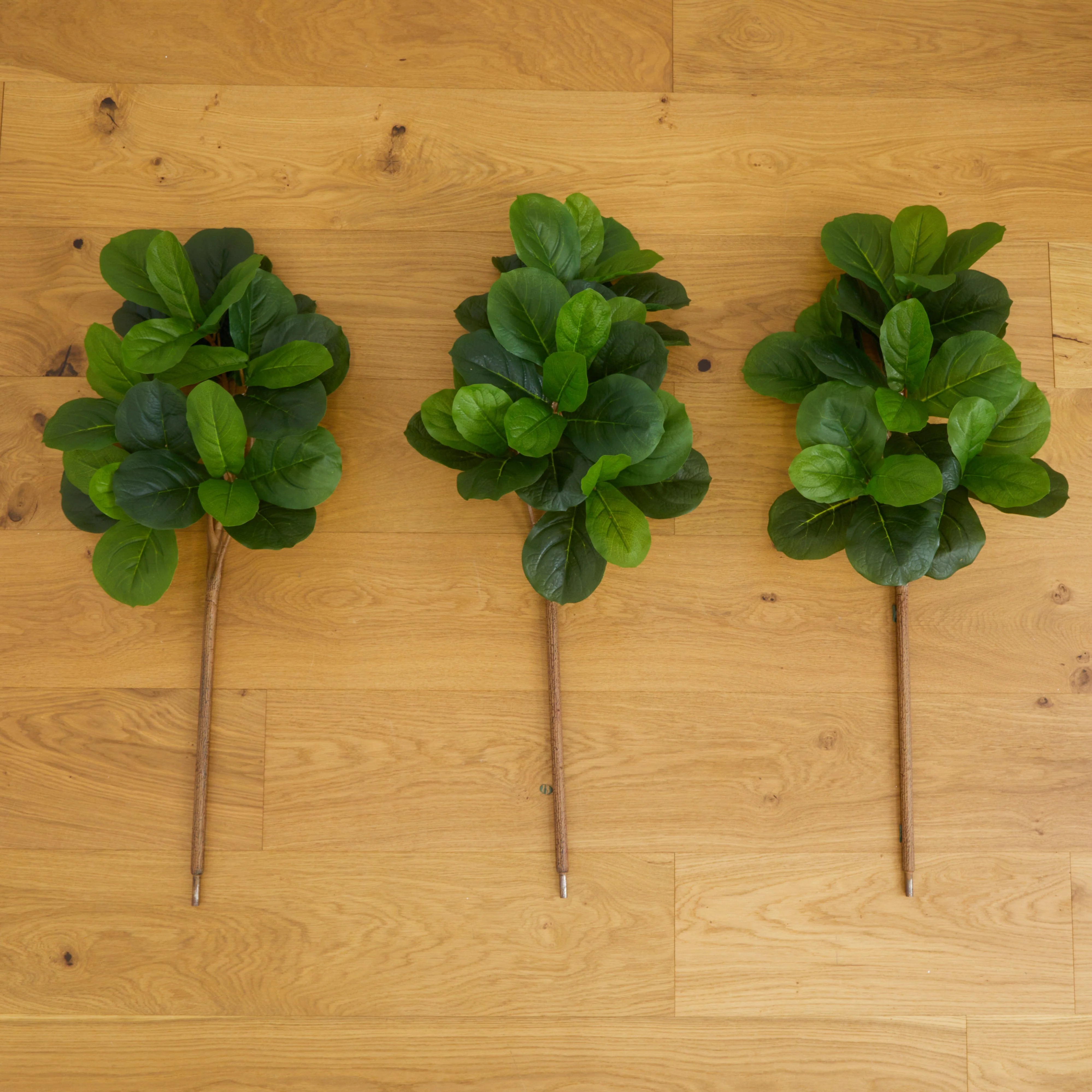 3.5’ Artificial Fiddle Leaf Fig Tree - Set of 3 (No Pot) - Image 2