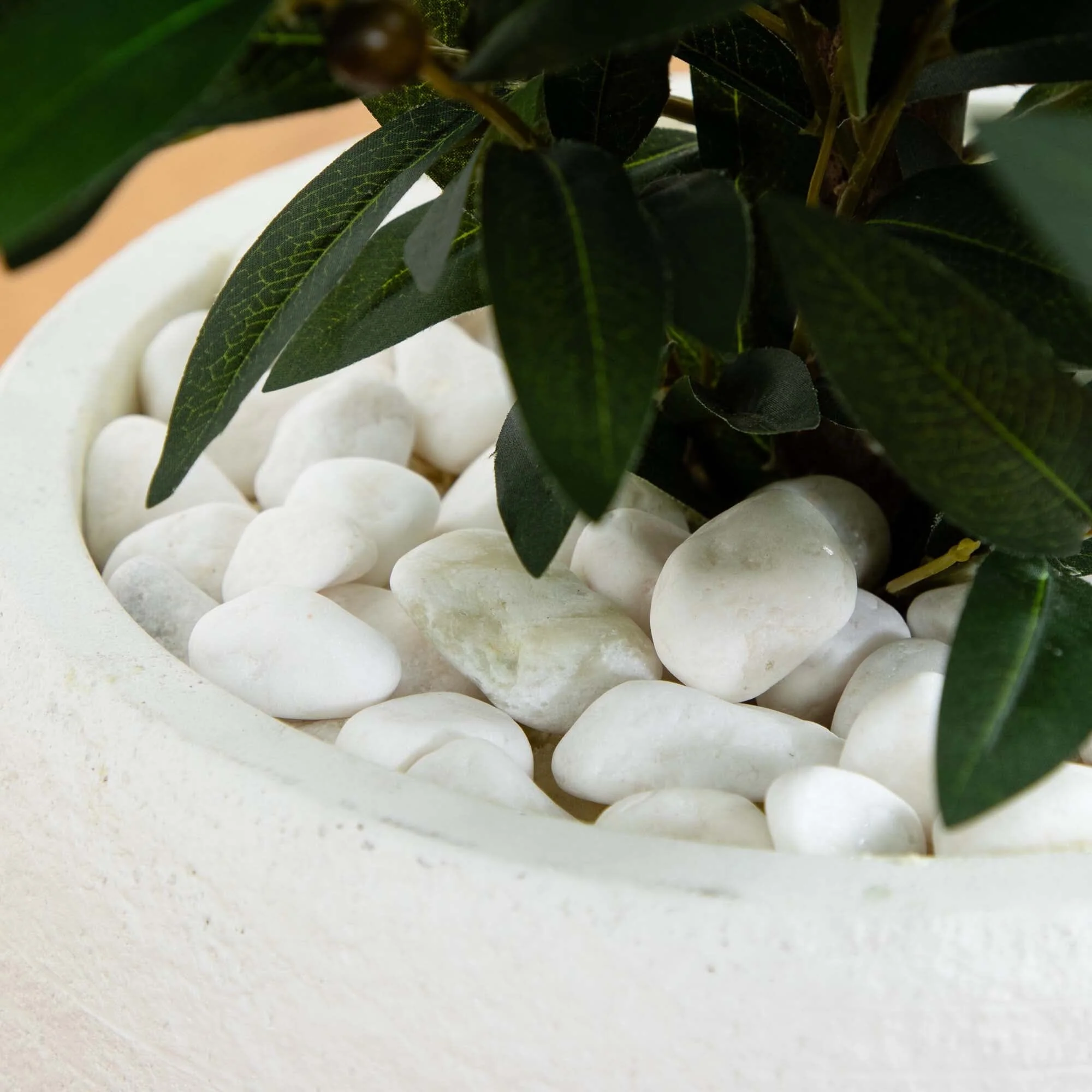3.5’ Olive Cone Topiary Artificial Tree in White Planter (Indoor/Outdoor) - Image 4