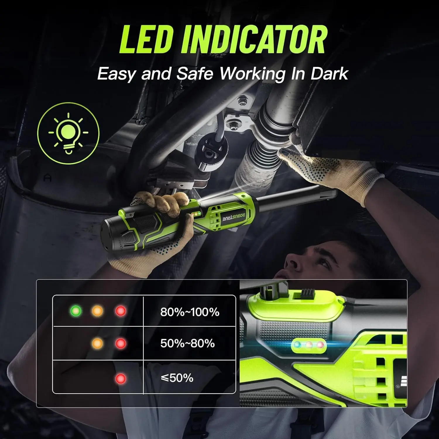 3/8 Inch Cordless Electric Ratchet Wrench Variable Speed 400RPM Extended - Image 5