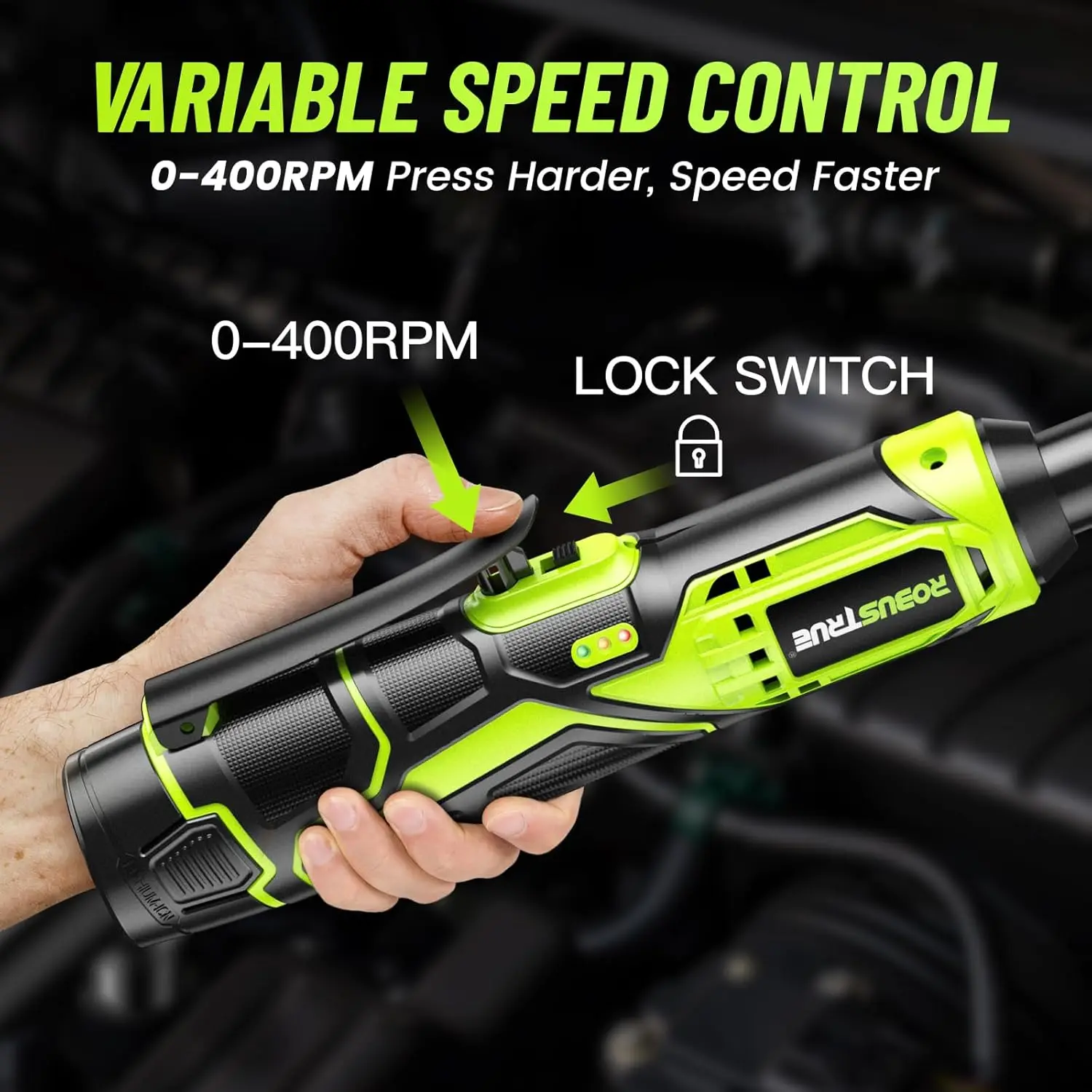 3/8 Inch Cordless Electric Ratchet Wrench Variable Speed 400RPM Extended - Image 6