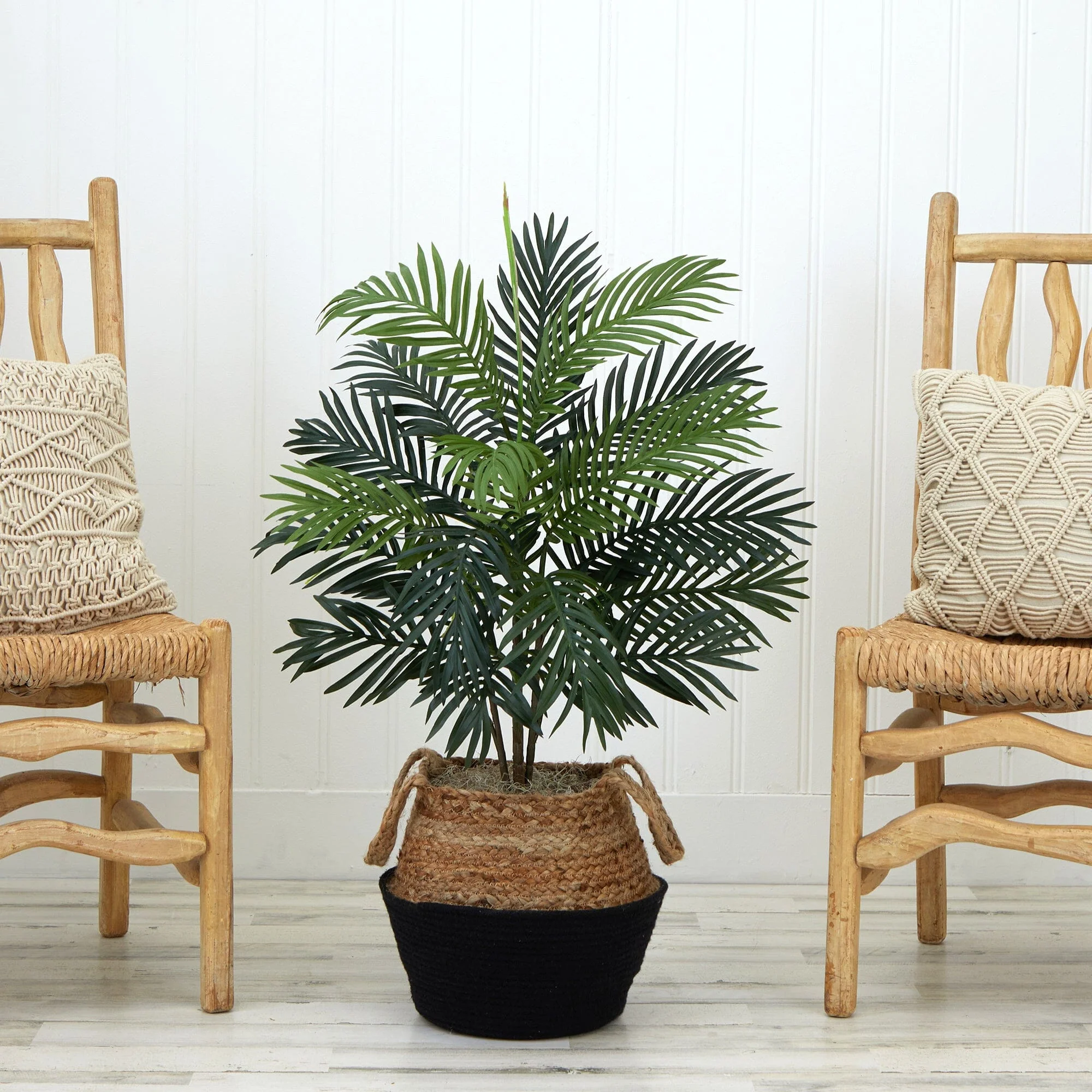 3' Artificial Areca Palm Tree with  Handmade Jute & Cotton Basket DIY KIT - Image 2