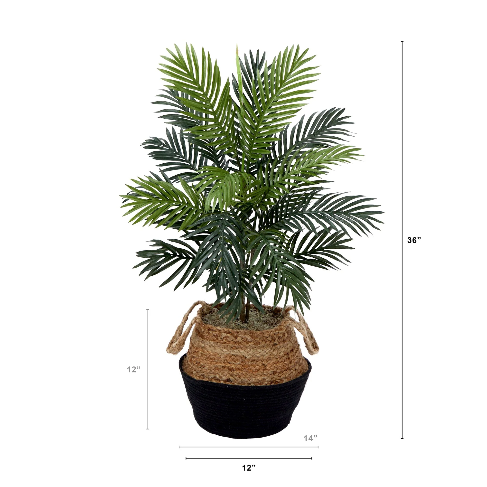 3' Artificial Areca Palm Tree with  Handmade Jute & Cotton Basket DIY KIT - Image 3