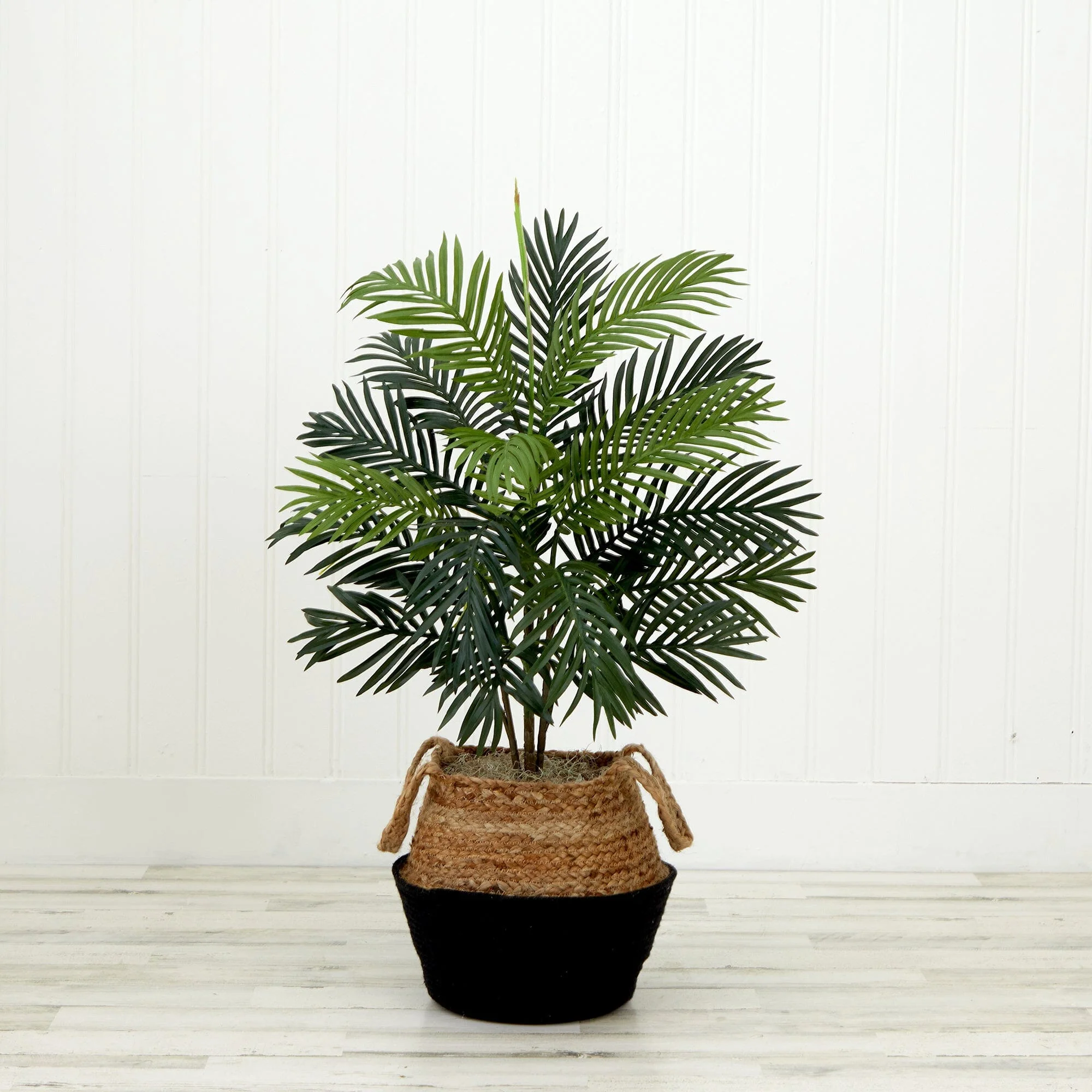 3' Artificial Areca Palm Tree with  Handmade Jute & Cotton Basket DIY KIT - Image 4