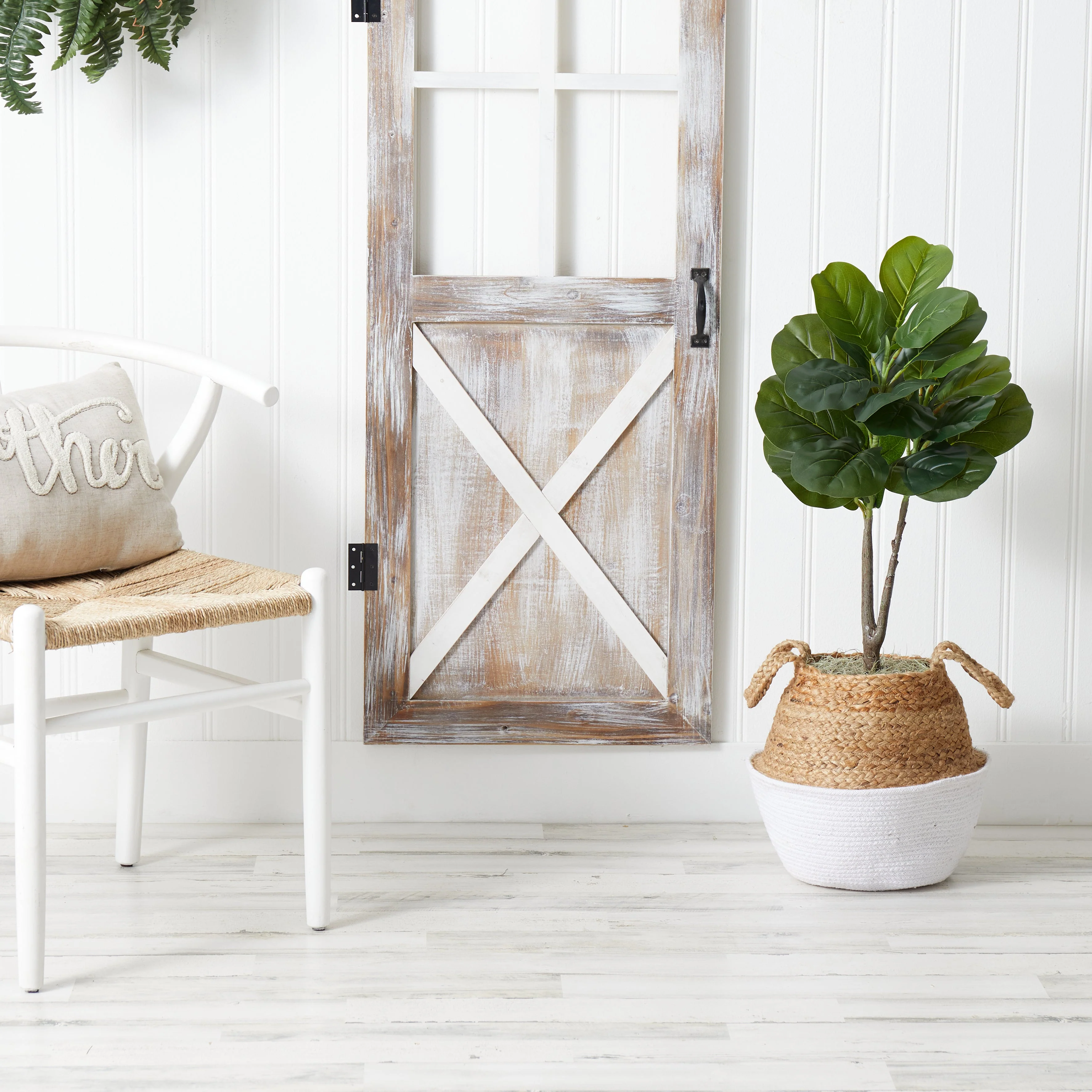 3' Artificial Fiddle Leaf Fig Tree with Handmade Cotton & Jute Woven Basket DIY Kit - Image 10
